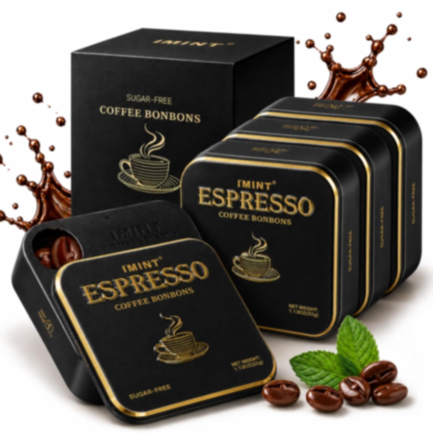 I\'MINT Sugar Coffee Flavor Free Hard Candy 4 Tin Set 76 Pieces Coffee Flavor