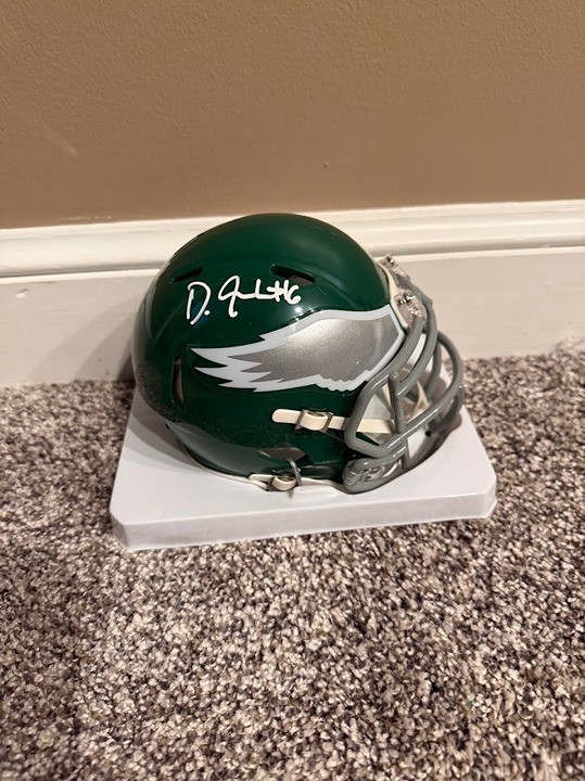 Devonta Smith signed autographed Philadelphia Eagles TB Mini Helmet Fanatics COA Devonta Smith signed autographed Philadelphia Eagles TB Mini Helmet Fanatics COA