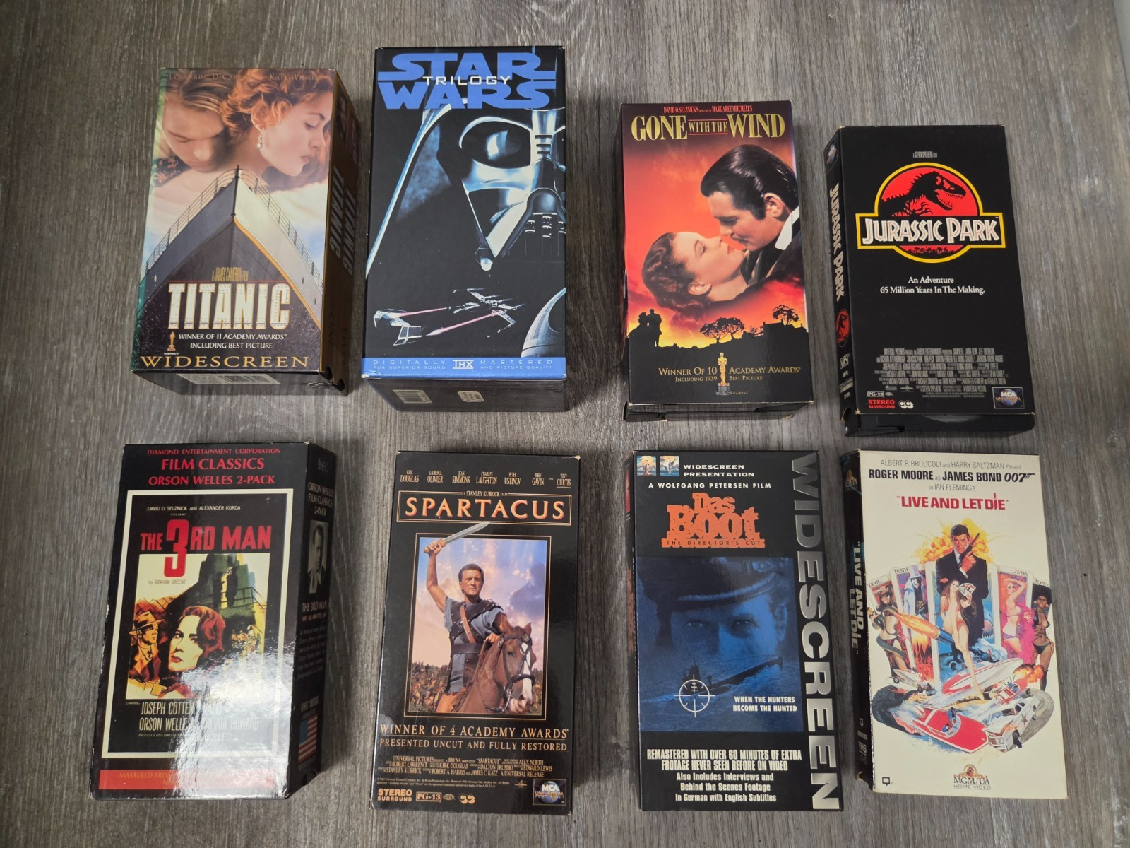Lot of VHS Tapes 15 Box Sets Das Boot Spartacus Jurassic Titanic Star Wars