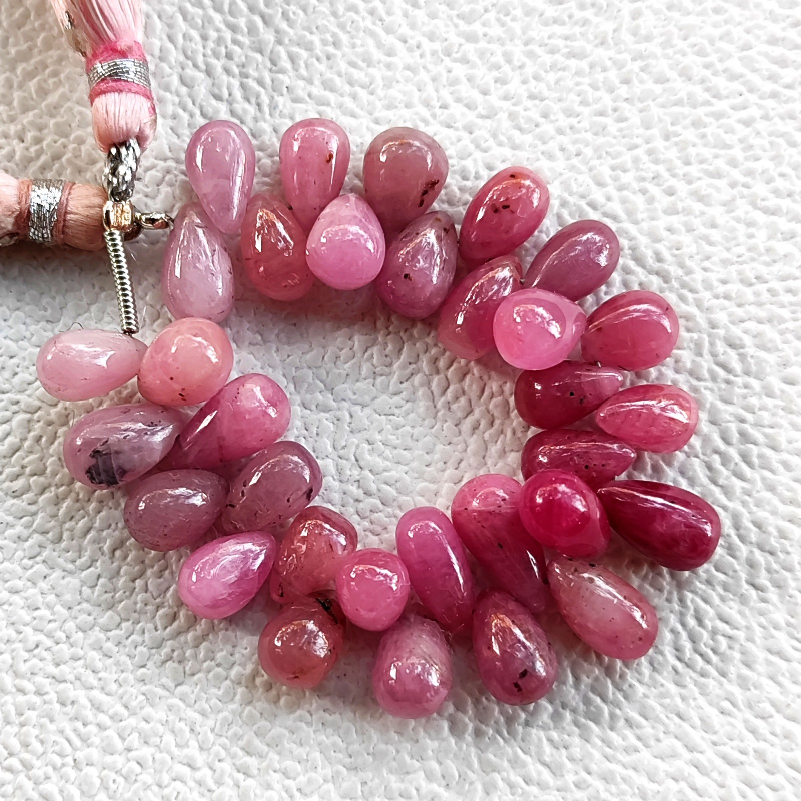Pink Sapphire Gems 9x6 to 10x6 mm Smooth Teardrop Beads 4\