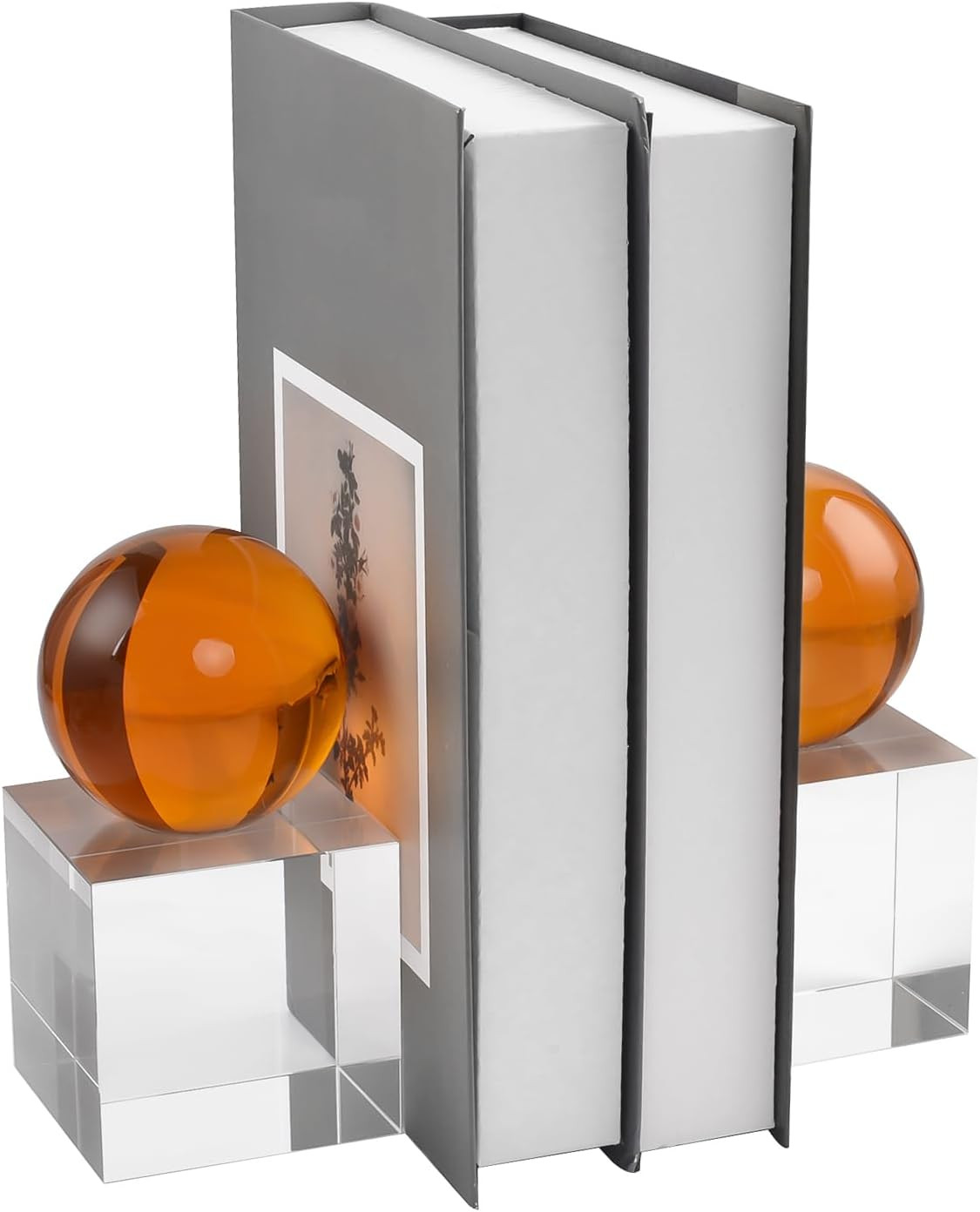 Crystal Bookends, 1 Pair of Decorative Tabletop Bookends for Office, Home, Desk,