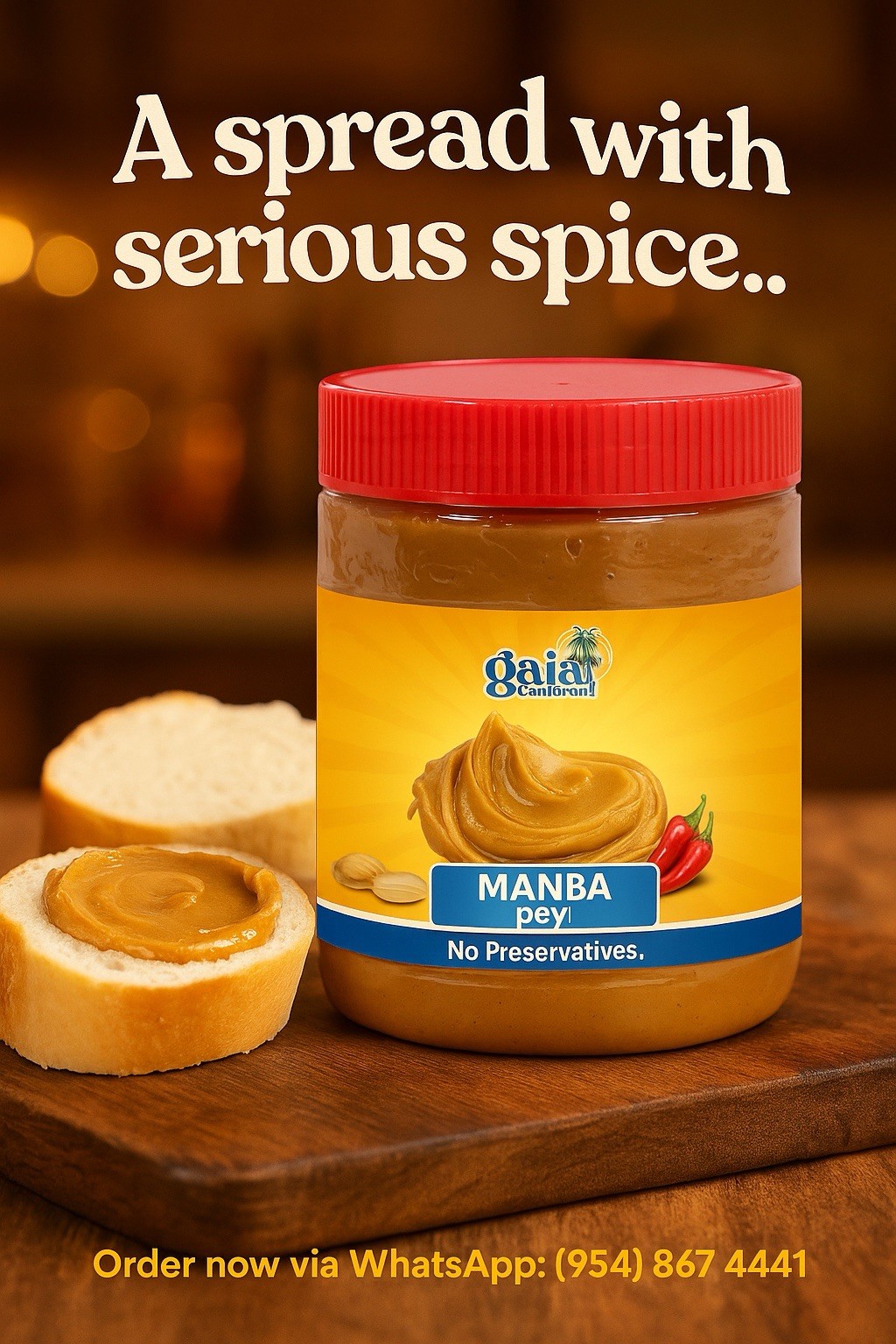 Gaia Caribbean Manba peyi Peanut Butter Spread 100% Natural No Preservatives Gaia Caribbean Manba peyi Peanut Butter Spread 100% Natural No Preservatives