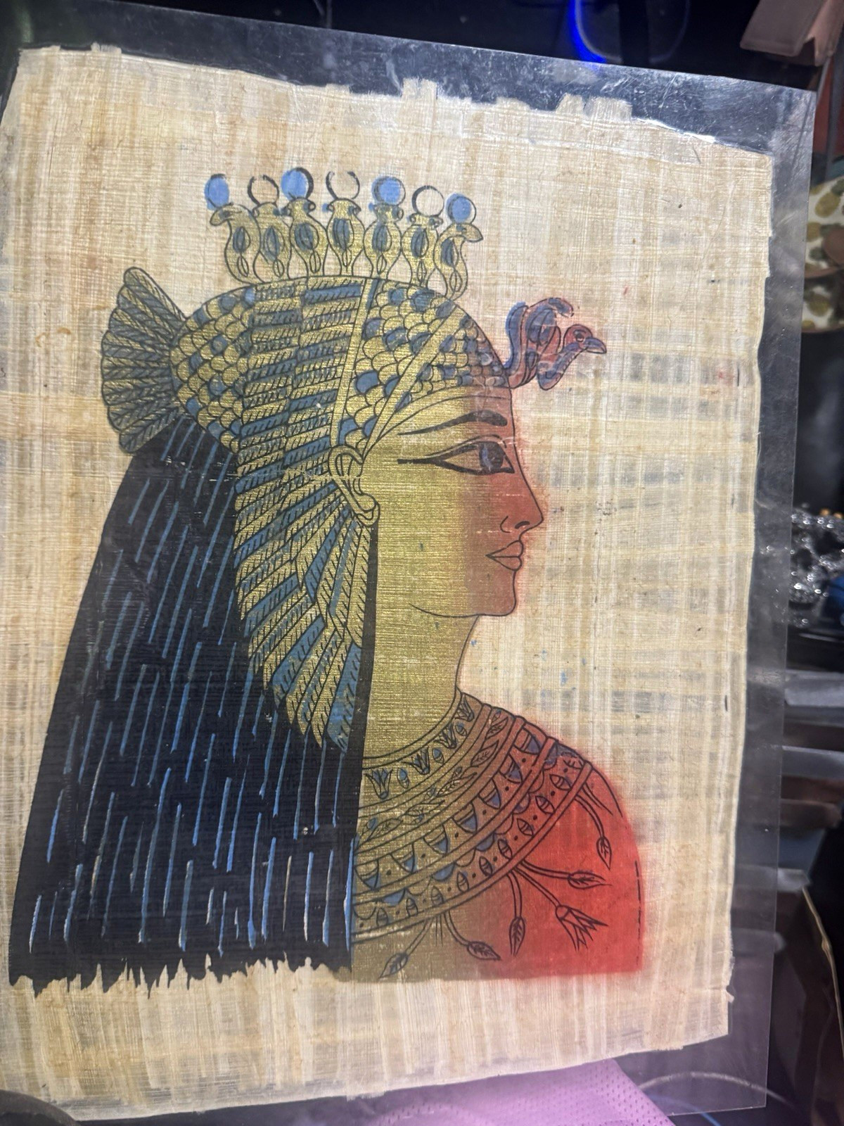 Egyptian Papyrus Art Lot of 4 - Cleopatra, Hieroglyphics & Pharaonic Scenes Egyptian Papyrus Art Lot of 4 - Cleopatra, Hieroglyphics & Pharaonic Scenes