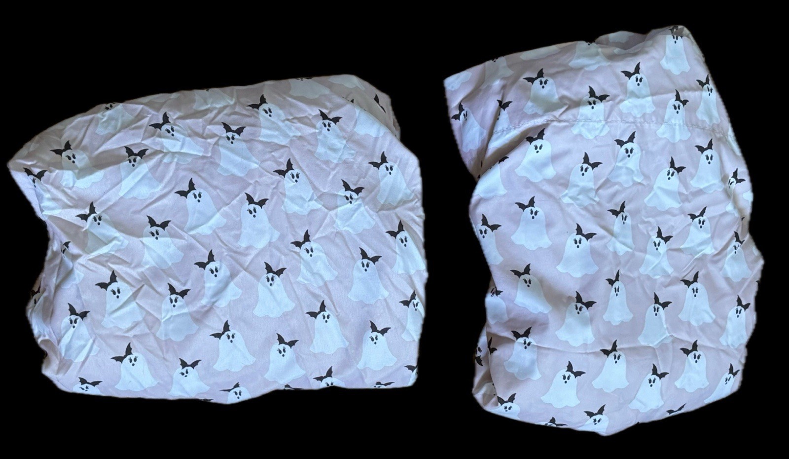 London Kaye Light Pink Ghost Bat King Size Flat And Fitted Sheet Halloween Twee