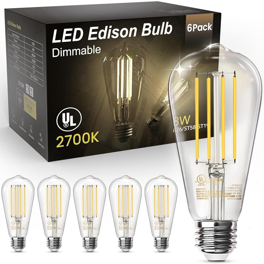 Dimmable Vintage LED Edison Bulbs Warm White 2700K E26 for Home Cafe Restaurant Dimmable Vintage LED Edison Bulbs Warm White 2700K E26 for Home Cafe Restaurant