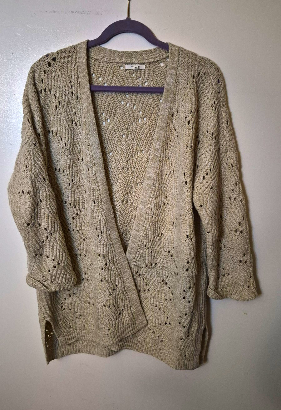 Maurices Women’s Open-Knit Cardigan Sweater XL Beige