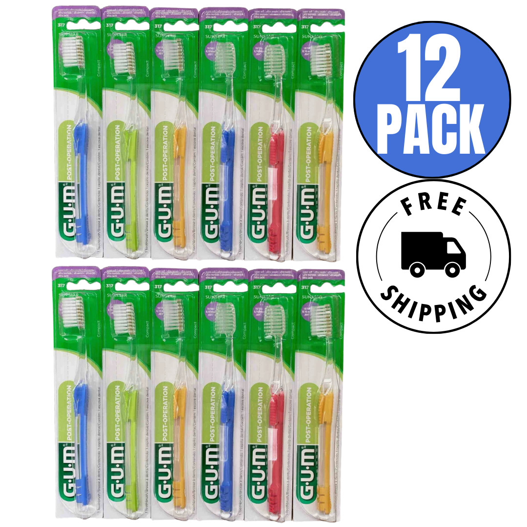 12-PK GUM Delicate Post-Surgical Operation Toothbrush 317, Super-Soft Bristles