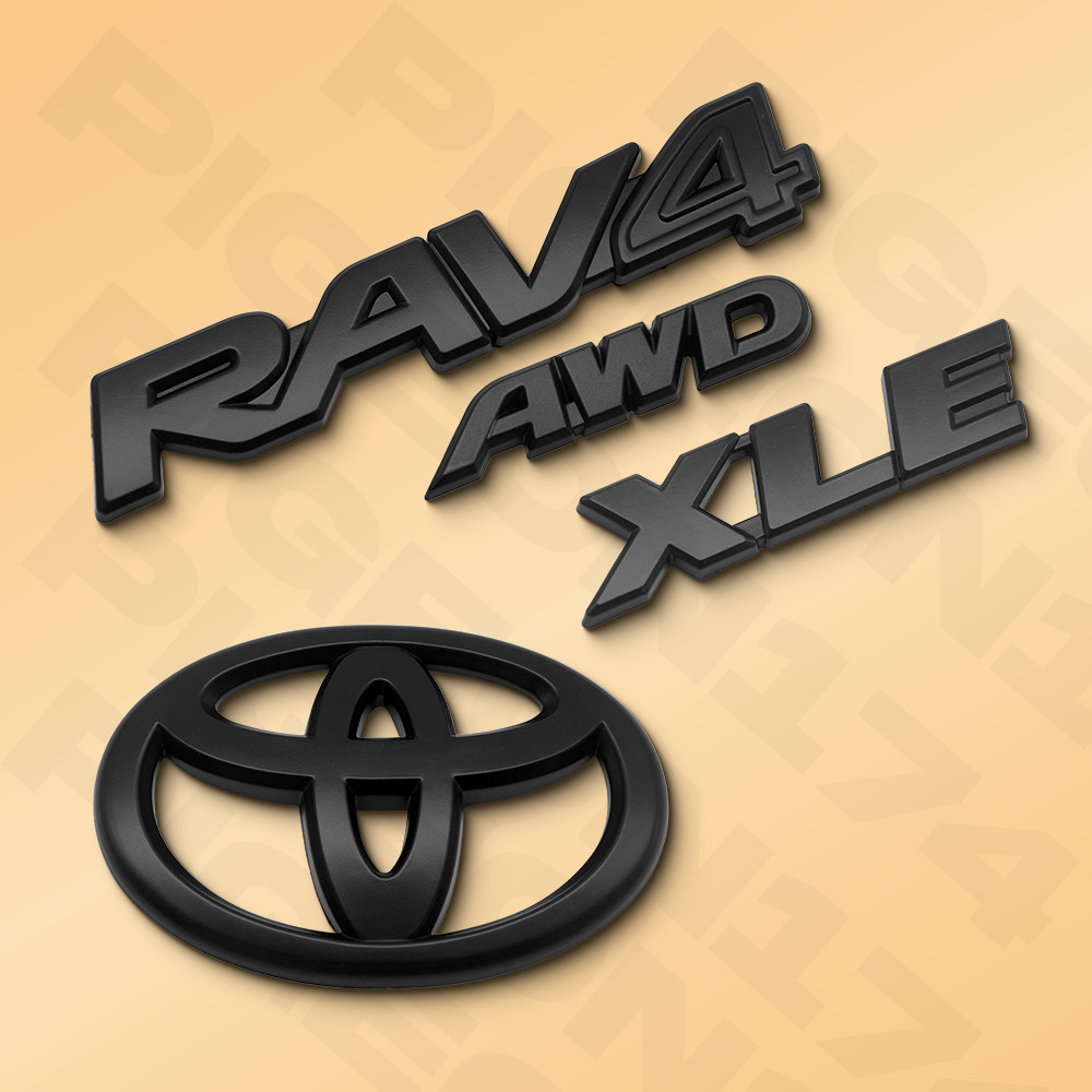 4PC Liftgate Emblem Overlay Kits For Rav4 2019-2025 XLE AWD Matt Black Nameplate 4PC Liftgate Emblem Overlay Kits For Rav4 2019-2025 XLE AWD Matt Black Nameplate