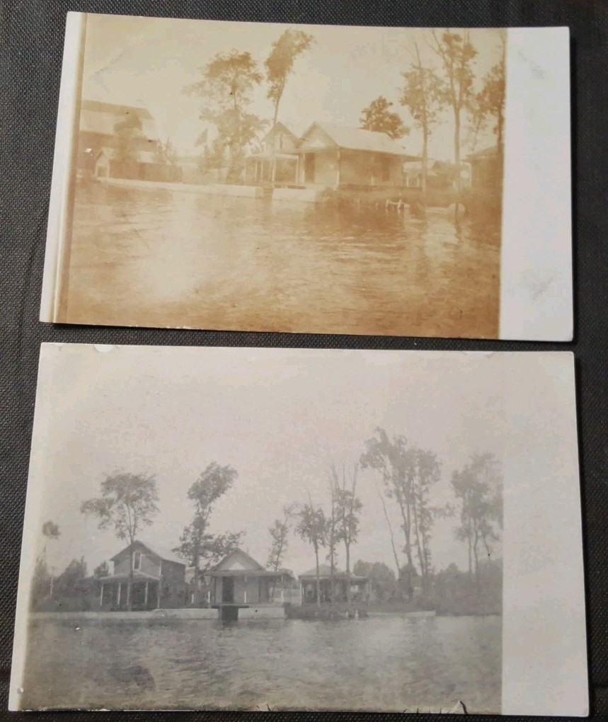 Lot Of 2 RPPC unidentified Lake Houses 1911 Postcards Lot Of 2 RPPC unidentified Lake Houses 1911 Postcards