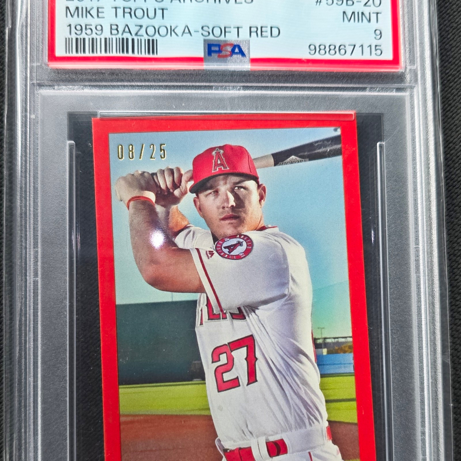 Topps 2017 Archives 1959 Bazooka Mike Trout #59B-20 Soft Red /25 Topps 2017 Archives 1959 Bazooka Mike Trout #59B-20 Soft Red /25
