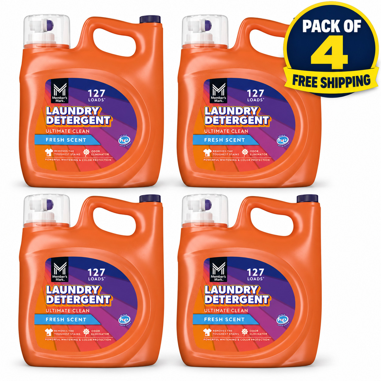 Member's Mark Liquid Laundry Detergent, Fresh Scent, 127 Loads, 196OZ 4 PACKS