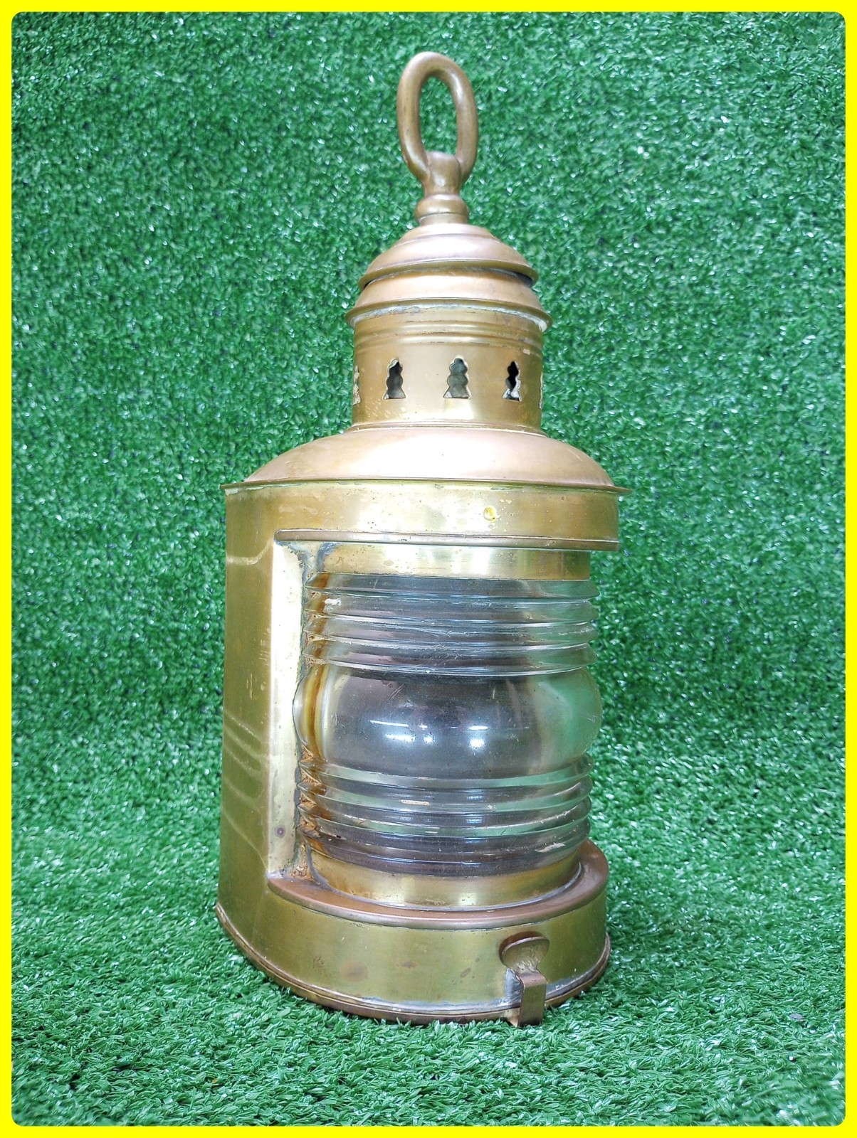 Vintage 1930's Lamp National Marine Lamp Company Brass Thick Glass Hanging Vintage 1930's Lamp National Marine Lamp Company Brass Thick Glass Hanging