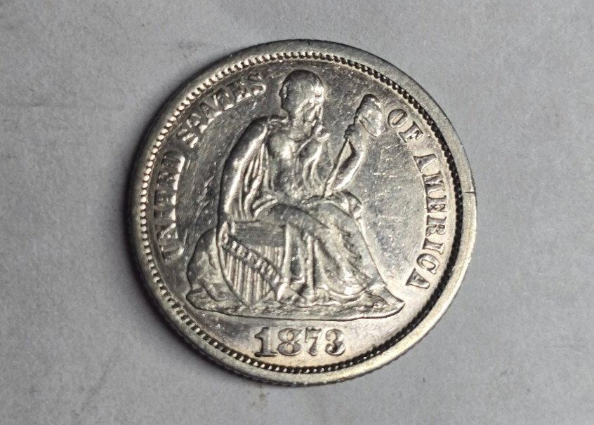 1873 Seated Liberty Silver Dime No Arrows Semi Key Date “CLOSED 3 VARIATION” AU 1873 Seated Liberty Silver Dime No Arrows Semi Key Date “CLOSED 3 VARIATION” AU