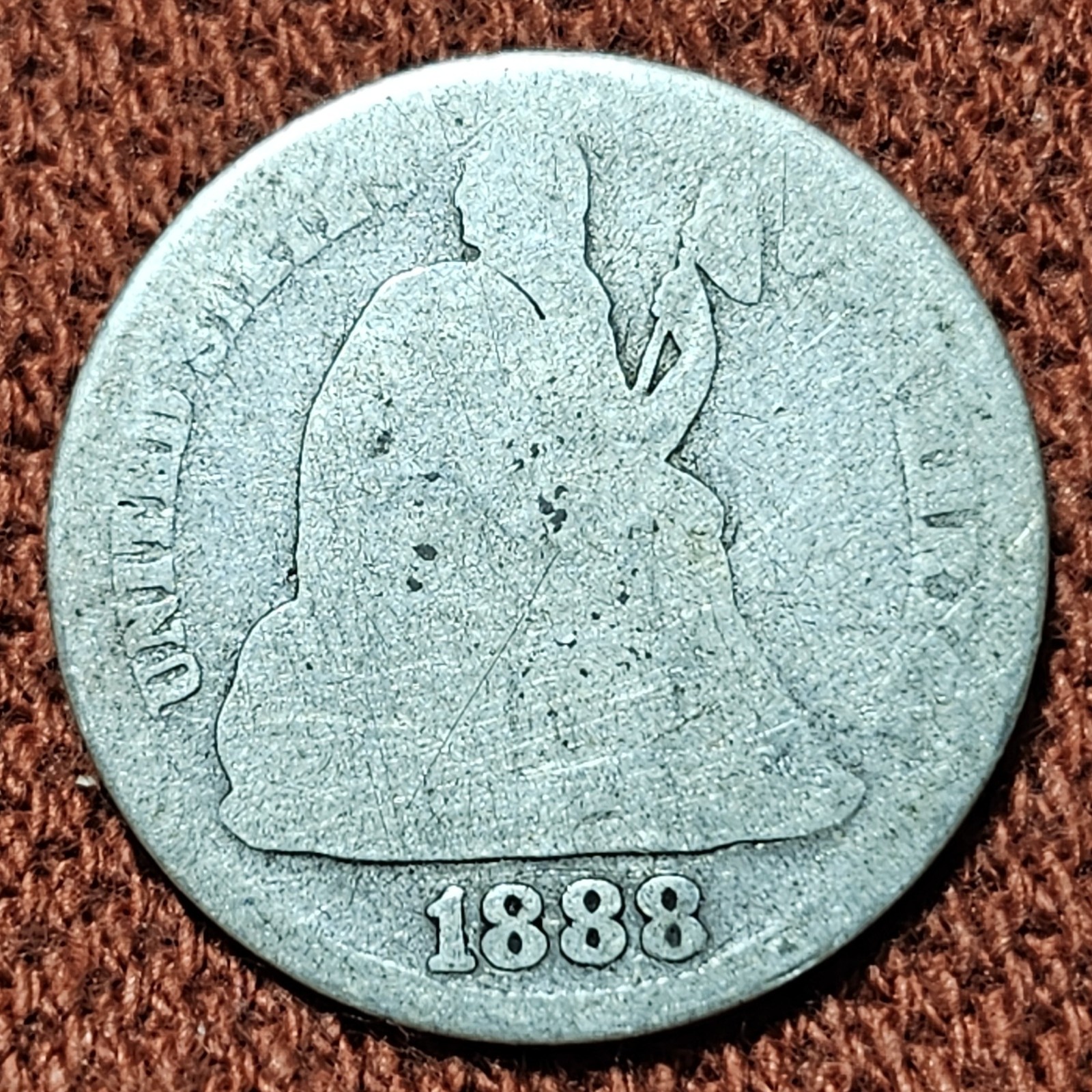 1888 S Seated Liberty Dime 10C Silver Coin AG/G 90% Silver Nice Coin