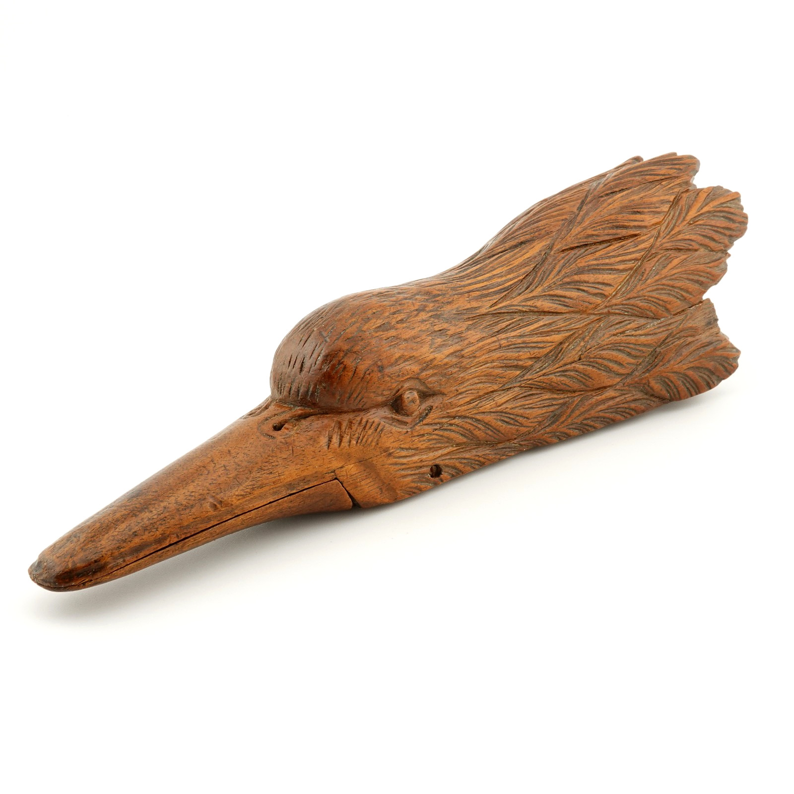 SCARCE ANTIQUE 19th CENTURY TREEN WELL CARVED FRUIT WOOD DUCK HEAD PAPER CLIP