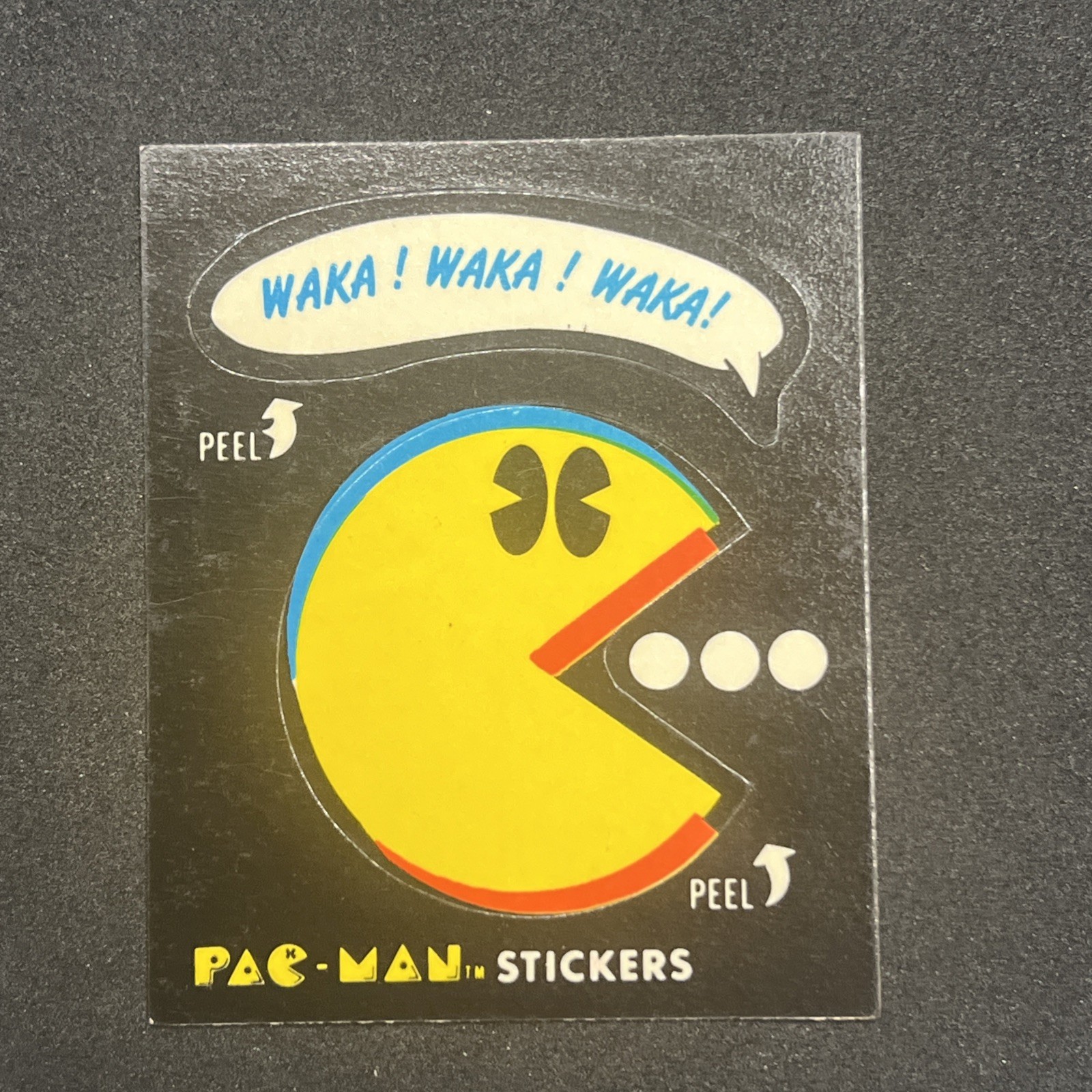 1980 Fleer Pac-Man #1 Waka Waka Waka With Eyes Blue Back Vintage Sticker 1980 Fleer Pac-Man #1 Waka Waka Waka With Eyes Blue Back Vintage Sticker