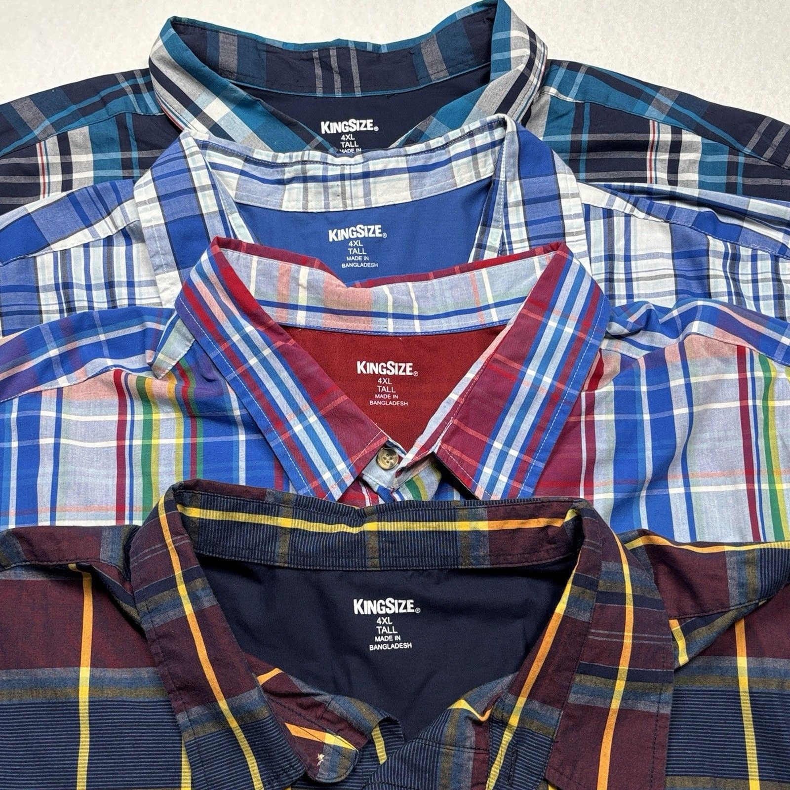 KingSize Men’s 4XLT Plaid Short Sleeve Button Down Shirts Lot Of 4 KingSize Men’s 4XLT Plaid Short Sleeve Button Down Shirts Lot Of 4