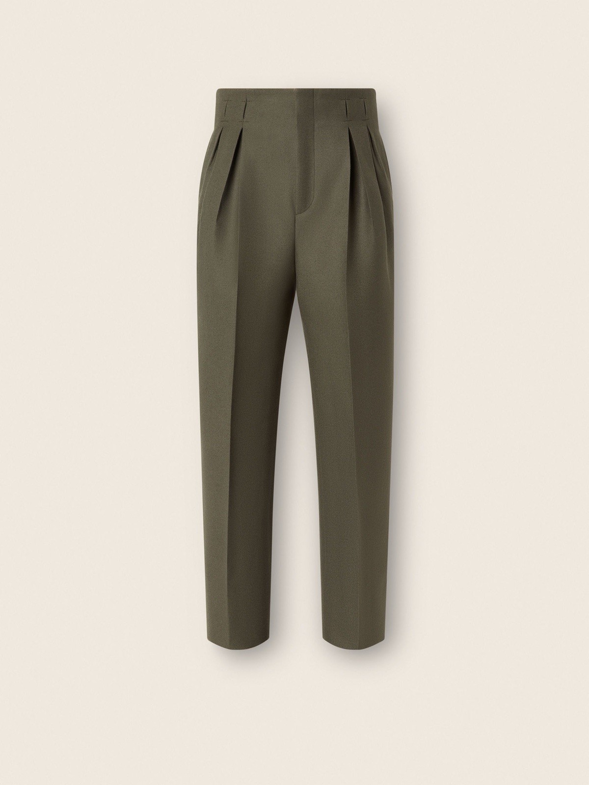 Ermenegildo Zegna Men\'s Olive Green 100% Multi-Pleat 2026 Runway Pants Ermenegildo Zegna Men\'s Olive Green 100% Multi-Pleat 2026 Runway Pants