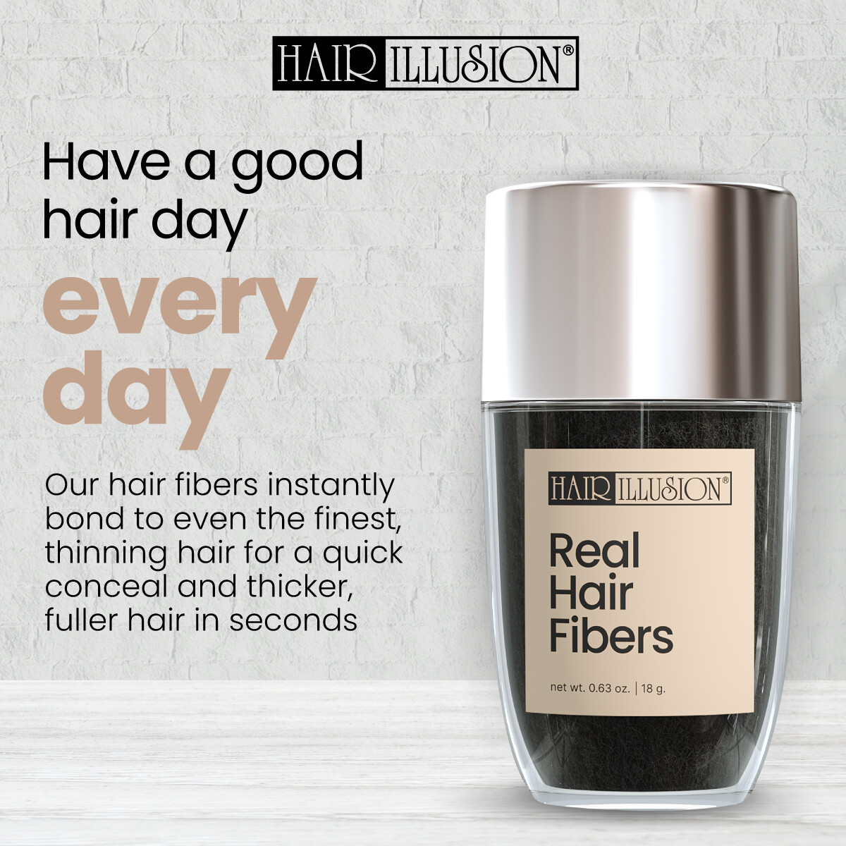 Natural Hair Building Fibers by HAIR ILLUSION | Rebuild Hair on Balding Scalp Natural Hair Building Fibers by HAIR ILLUSION | Rebuild Hair on Balding Scalp