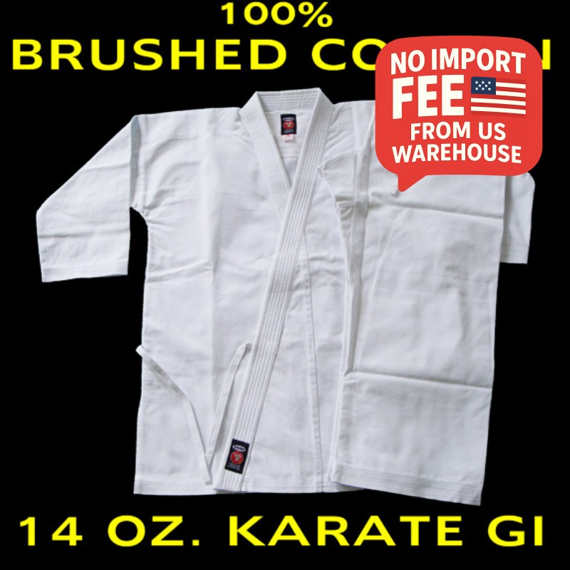 Size 4 WHITE 14 Oz. Gi Made of 100% Brushed Cotton Heavy Weight Karate Uniform