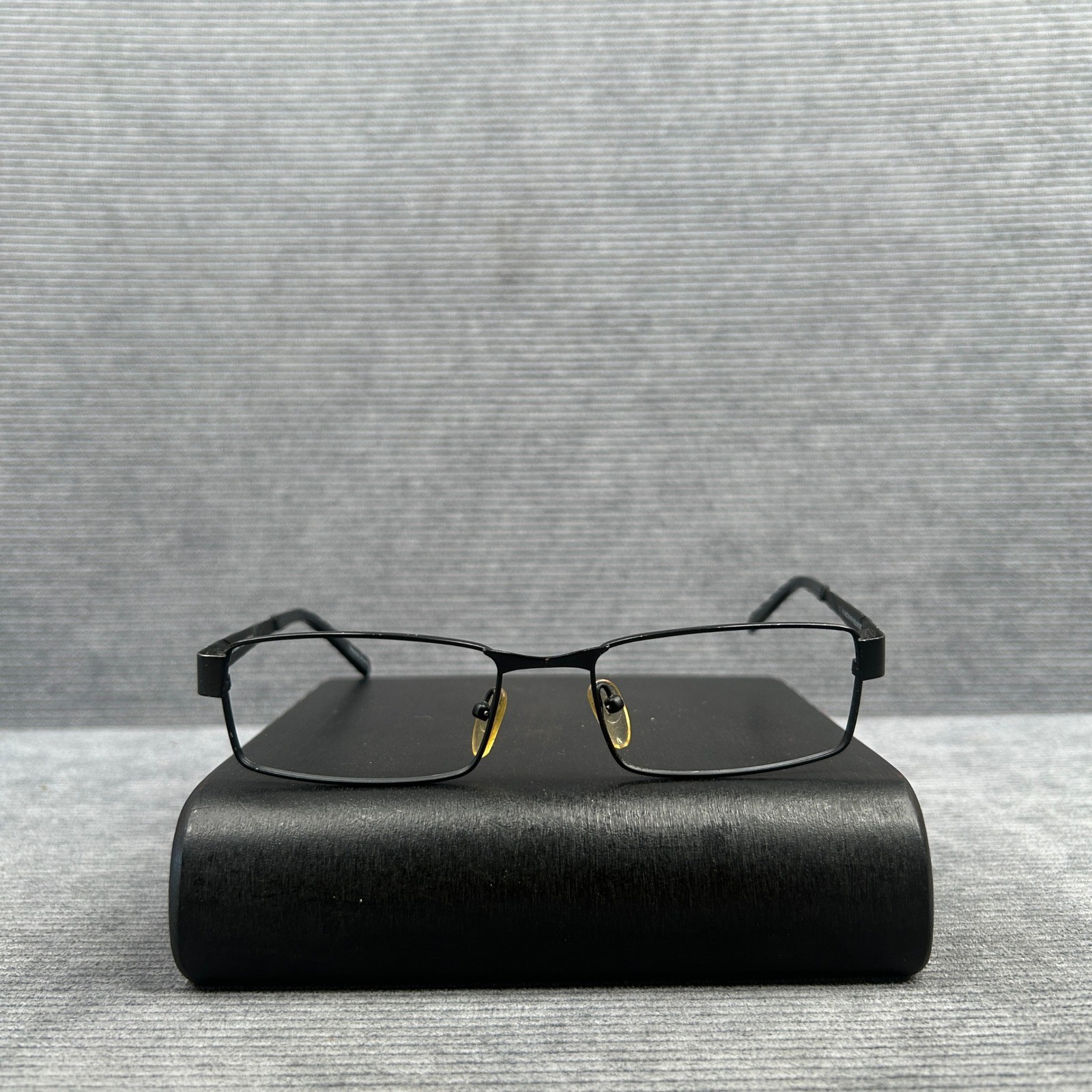 Di Gianni Italian Design DG013 Matte Black Silver Rectangular Y2k Eyeglass Frame