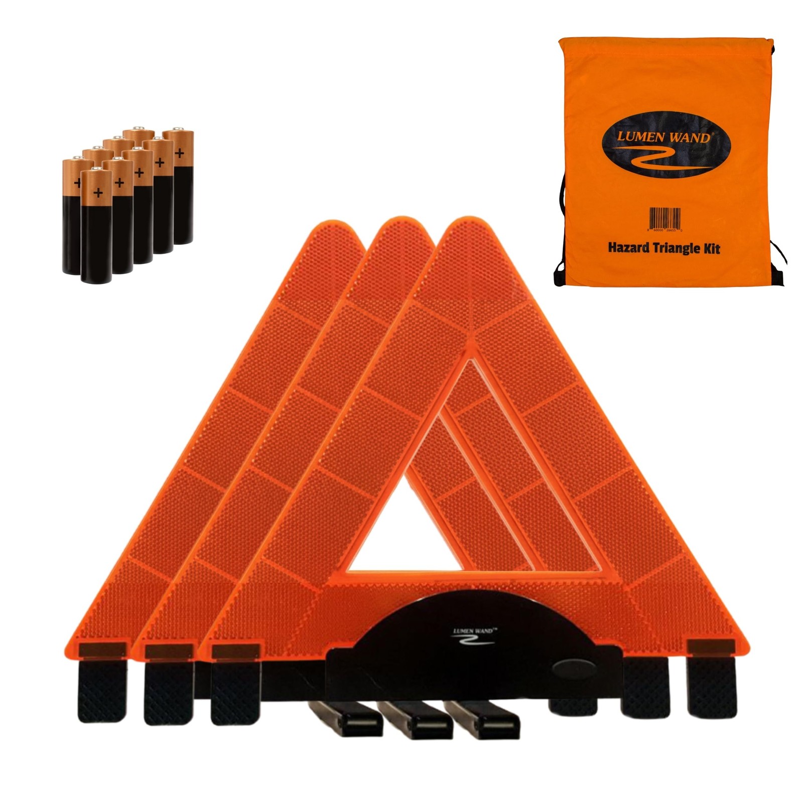 Lumen Wand 3 Pack LED Reflective Warning Triangles Emergency Safety Kit | Met... Lumen Wand 3 Pack LED Reflective Warning Triangles Emergency Safety Kit | Met...