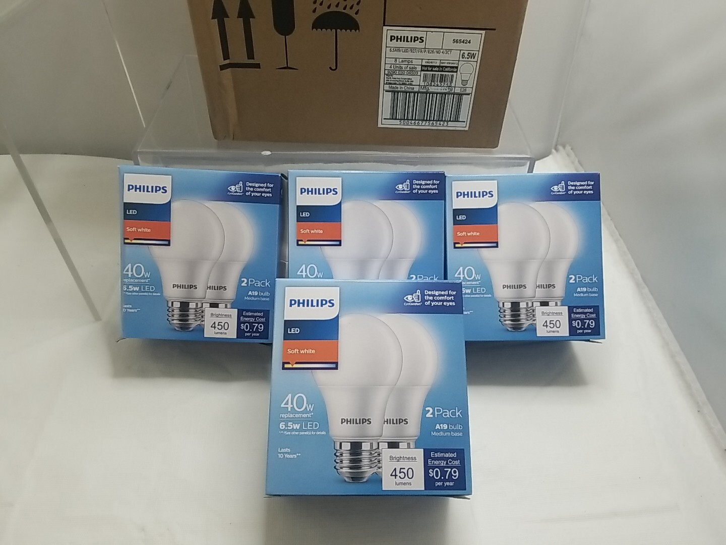 (8-Pk) Philips LED Bulb Soft White A19 40W Eqv