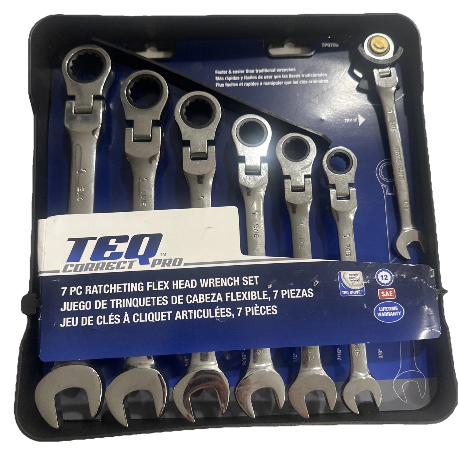 TEQ Correct Pro By GearWrench 7 Pc SAE Combo Ratcheting Wrench Flex Set - 9700 TEQ Correct Pro By GearWrench 7 Pc SAE Combo Ratcheting Wrench Flex Set - 9700