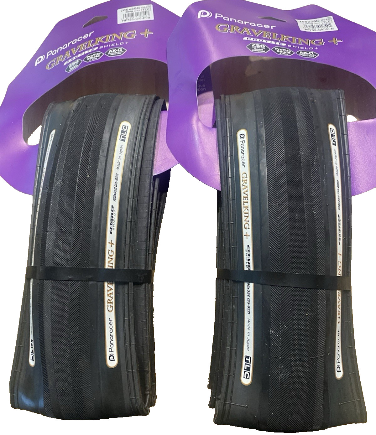 Pair (2) 700c x 35c Panaracer GRAVELKING + Protite bike tires black tubeless