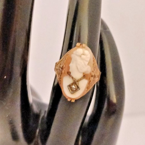 10k Yellow Gold Cameo Habille Antique Ring Size 3.75 2.7g