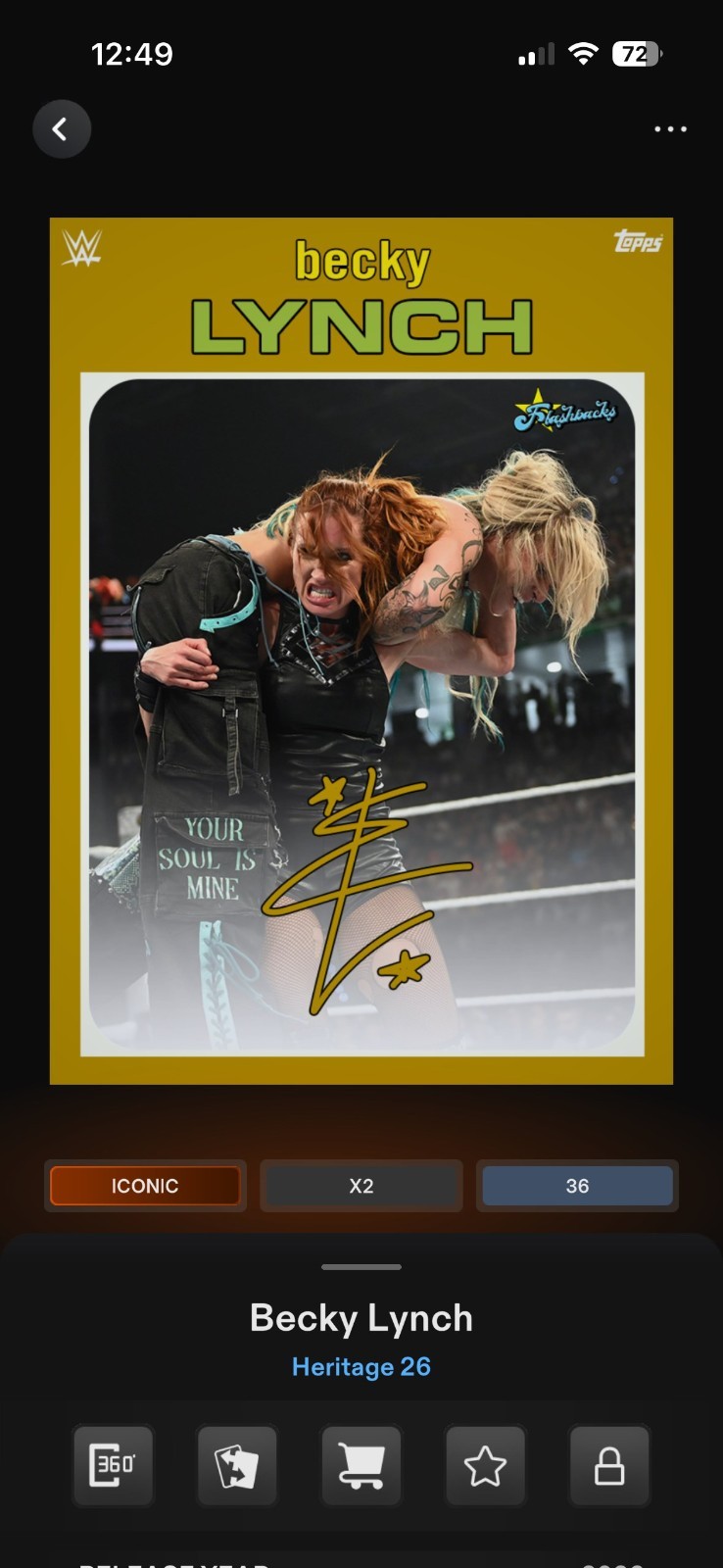 Topps WWE Slam 2026 Heritage Dark Yellow Signature Iconic Select