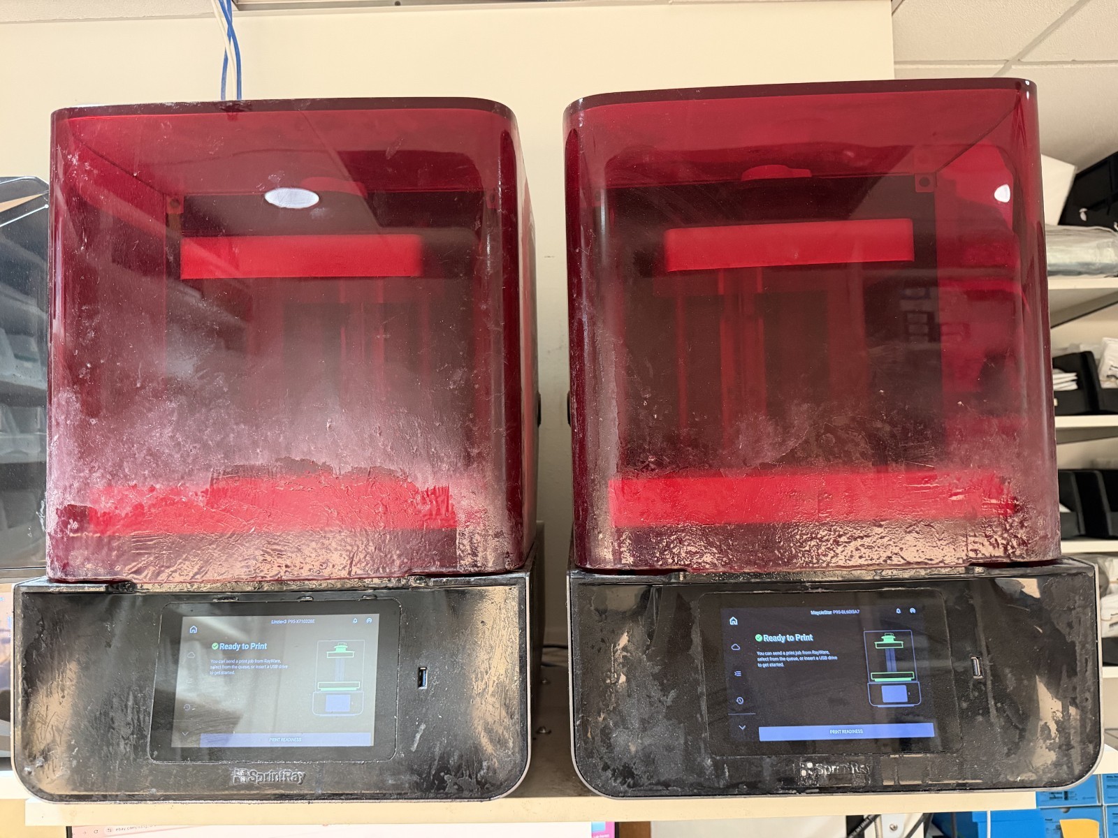 2 Sprintray Pro 95s With 8 bottles of Tan Die and Model 2 resin