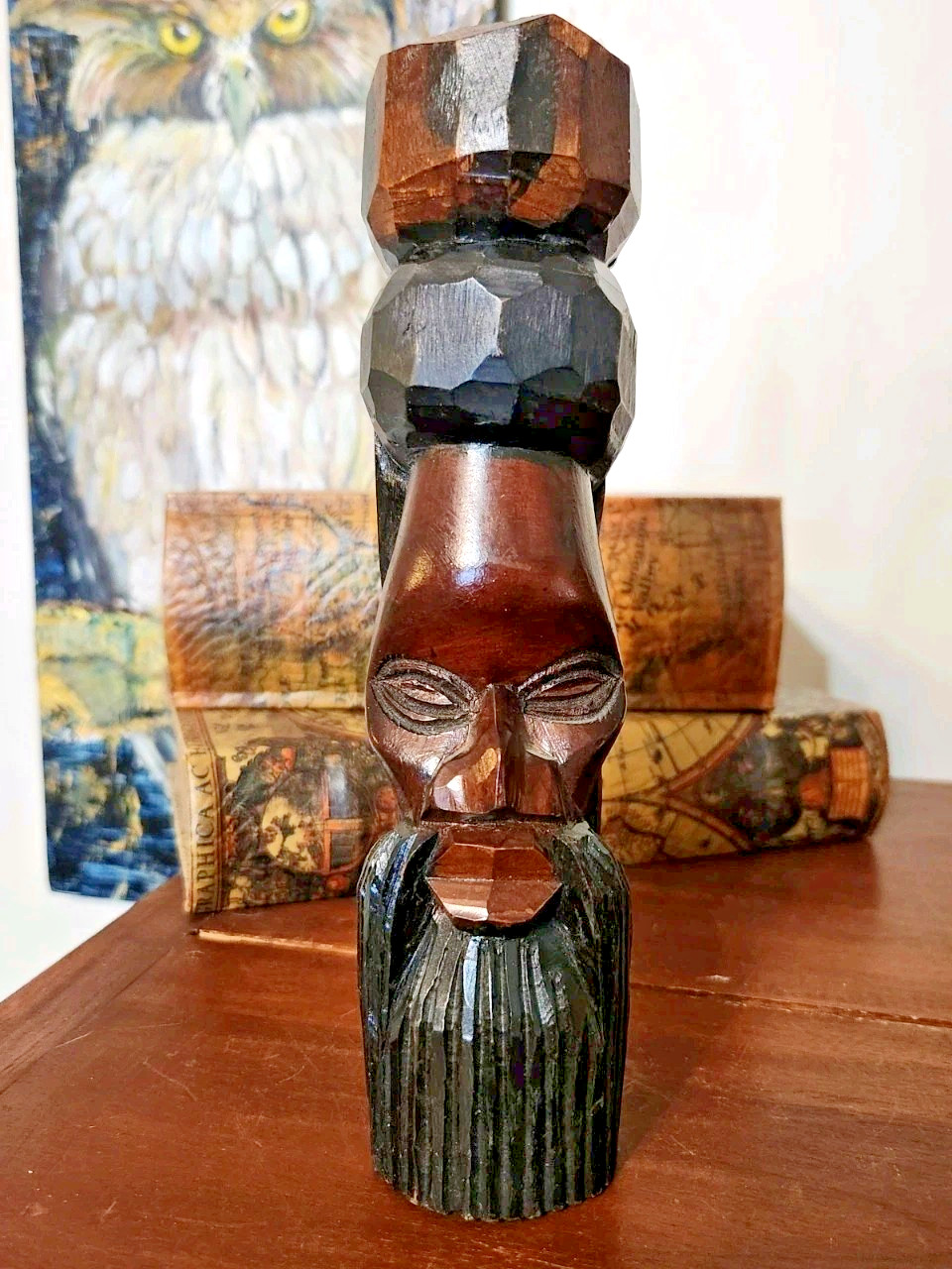 Vintage Hand Carved Jamaican Wooden Man Totem Pole Carving Vintage Hand Carved Jamaican Wooden Man Totem Pole Carving
