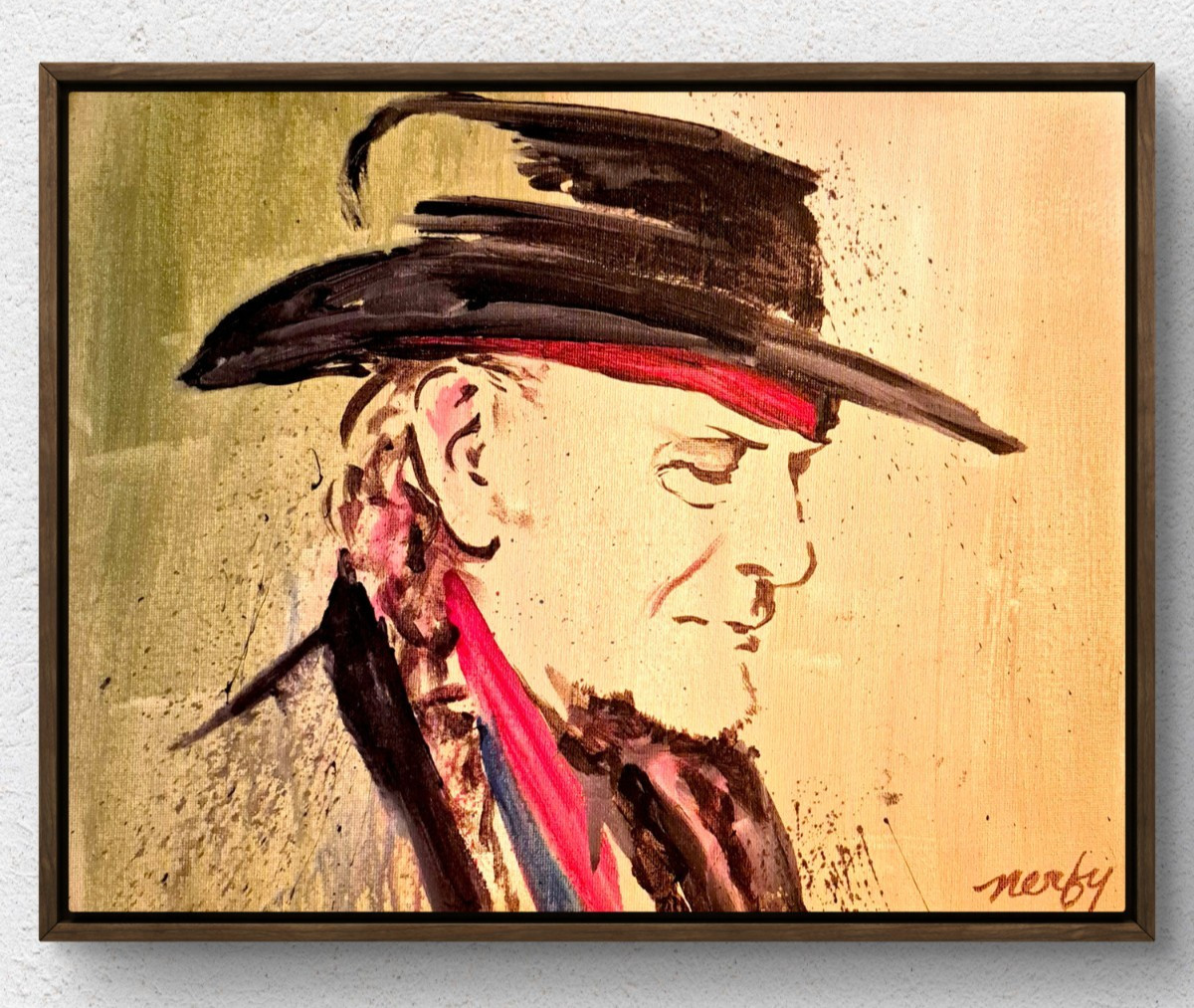 Original Willie Nelson 11x14 Acrylic Expressionist Canvas Signed Wall Art A368