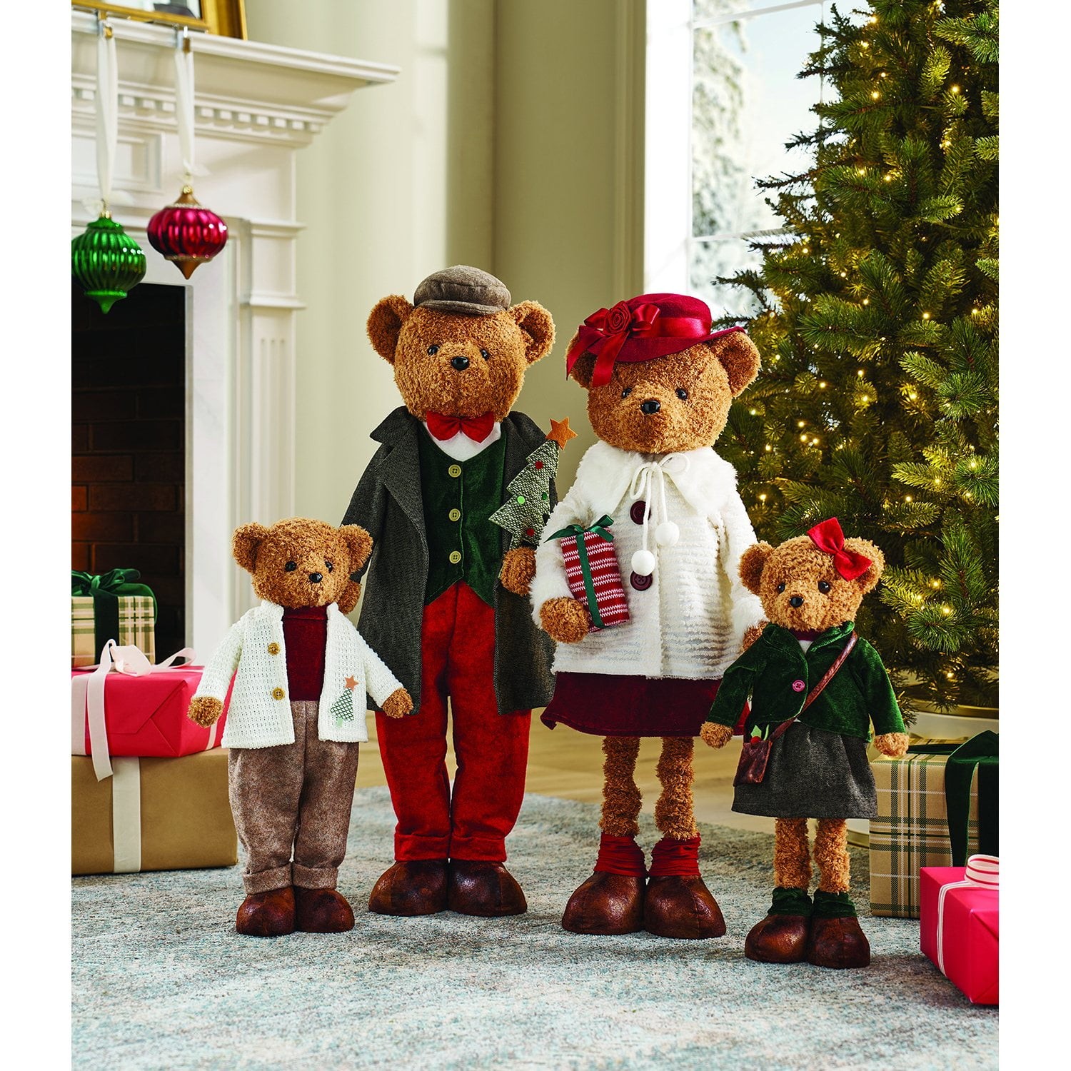 Member\'s Mark Plush Bear Family Set 4 Christmas Holiday Decorations Decor Member\'s Mark Plush Bear Family Set 4 Christmas Holiday Decorations Decor