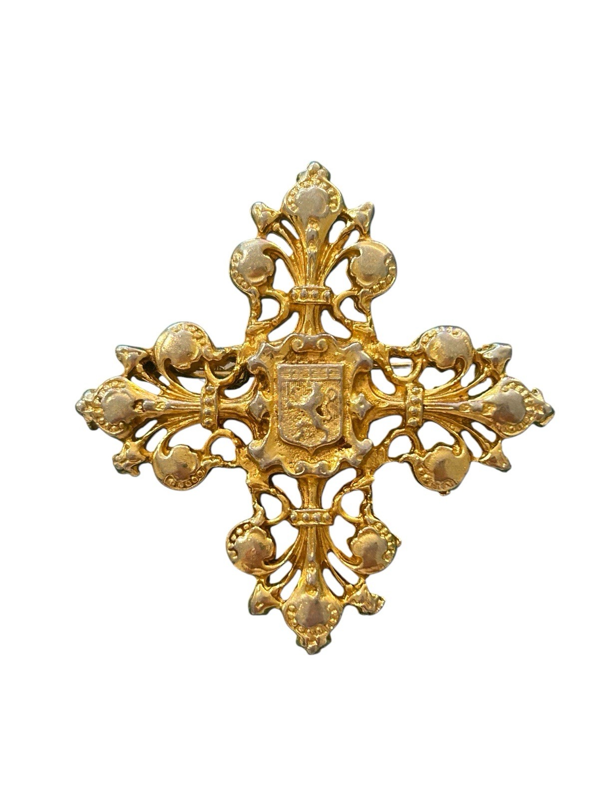 Vintage ACCESSOCRAFT NYC Maltese Cross Textured Gold Tone Pin Brooch Vintage ACCESSOCRAFT NYC Maltese Cross Textured Gold Tone Pin Brooch