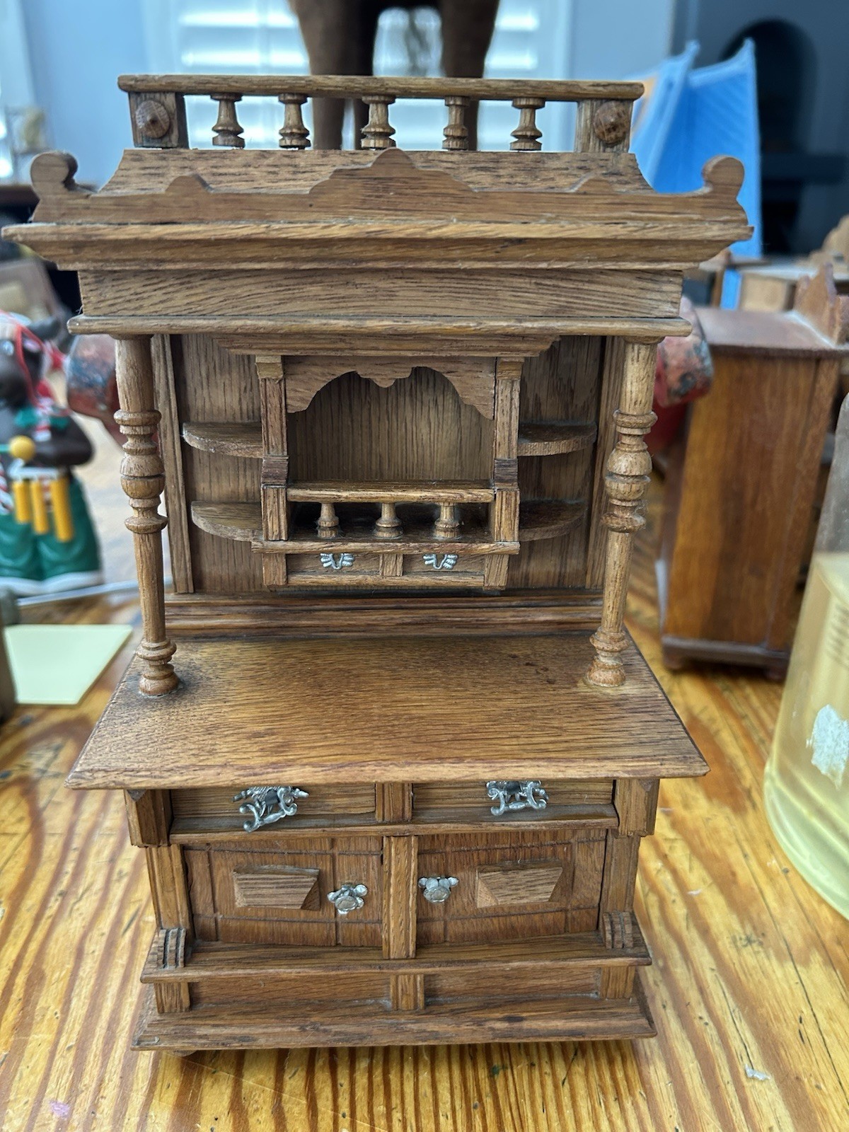 Antique German Schneegas Golden Oak Cabinet Dollhouse Miniature Antique German Schneegas Golden Oak Cabinet Dollhouse Miniature