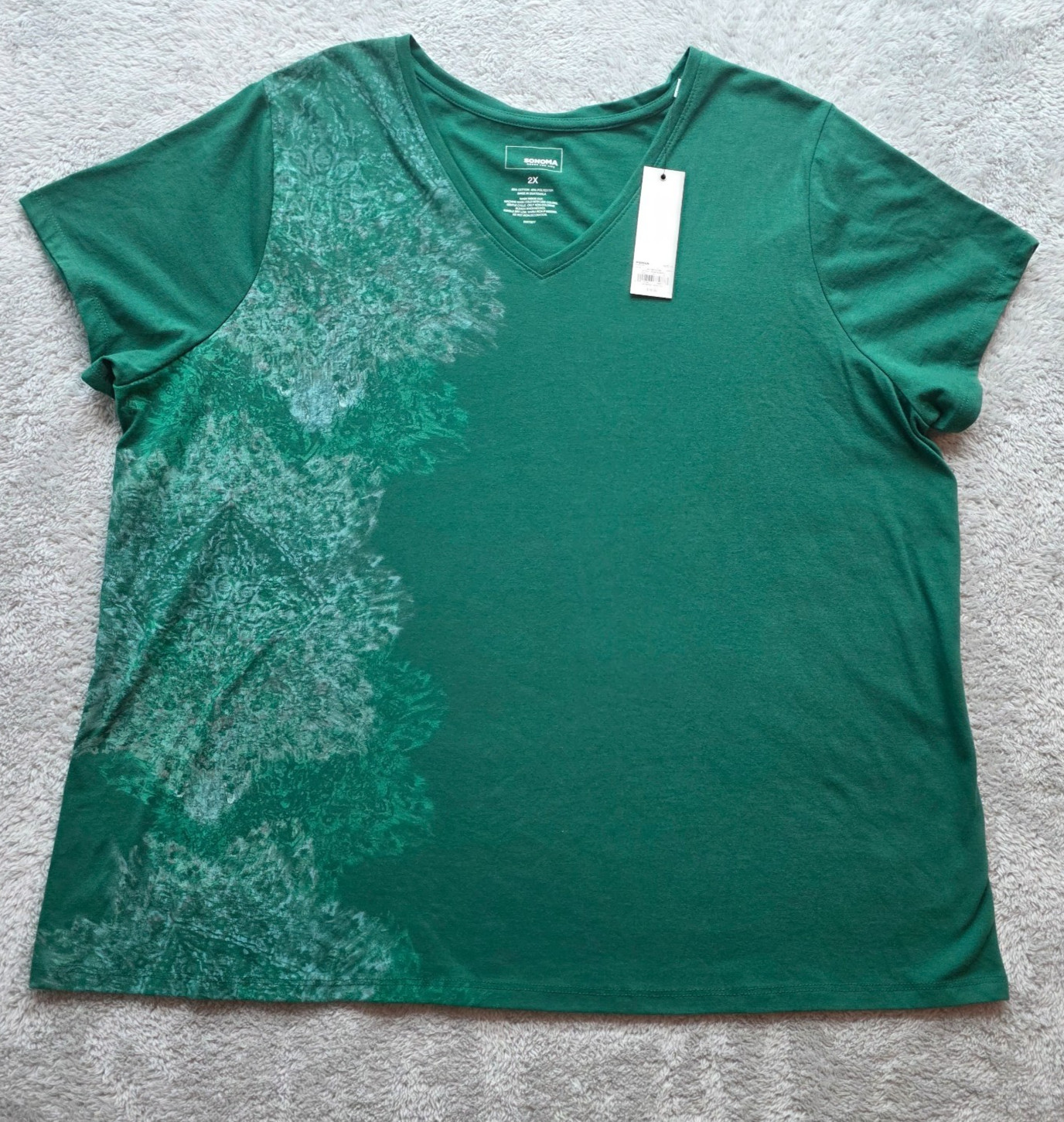 SONOMA Blouse Women\'s Sz 2X Floral Green Coastal Stretch Tee Top NWT SONOMA Blouse Women\'s Sz 2X Floral Green Coastal Stretch Tee Top NWT