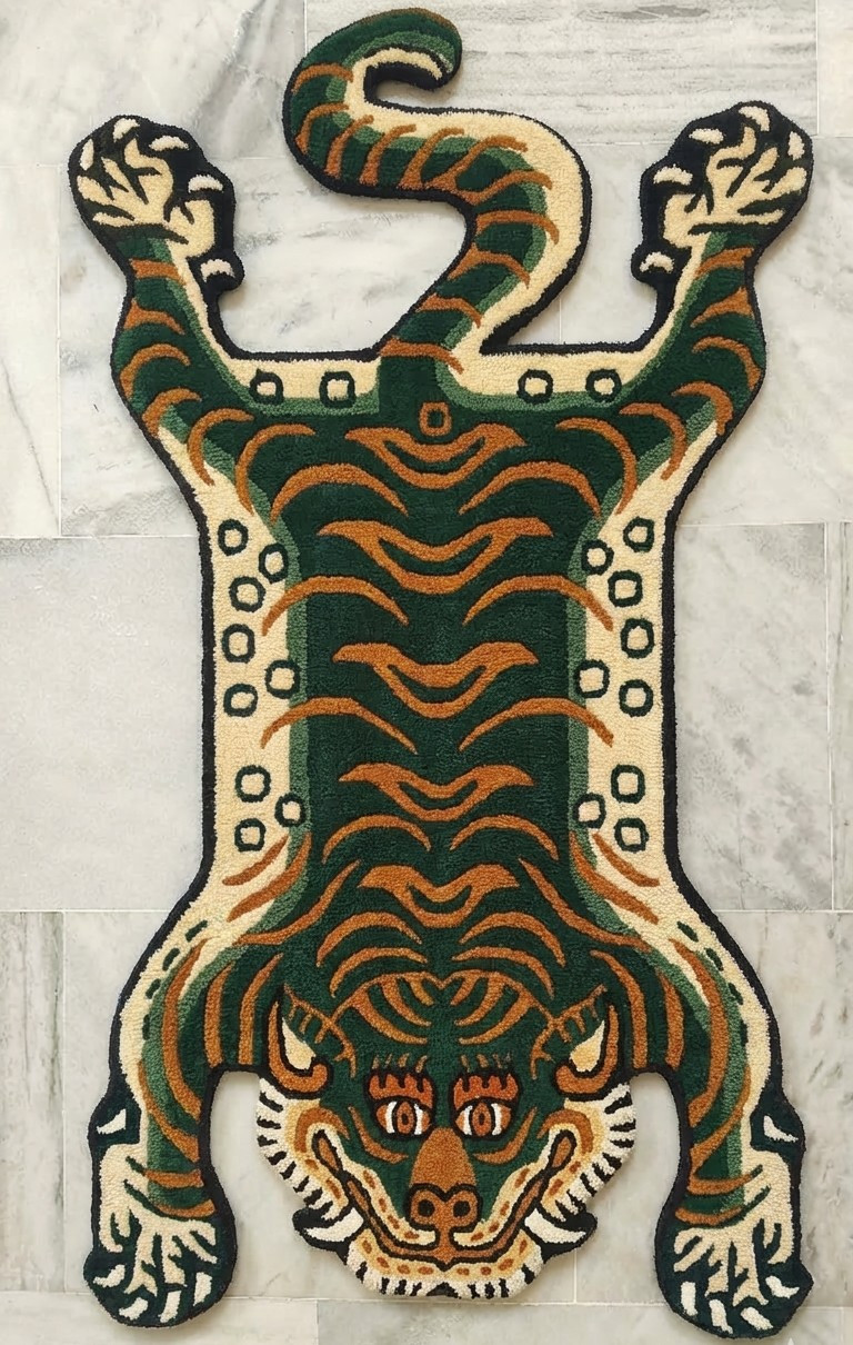 Maximalist Decor Tibetan Tiger Rug 3x5 ft Hand Tufted Woolen Animal Print Carpet Maximalist Decor Tibetan Tiger Rug 3x5 ft Hand Tufted Woolen Animal Print Carpet