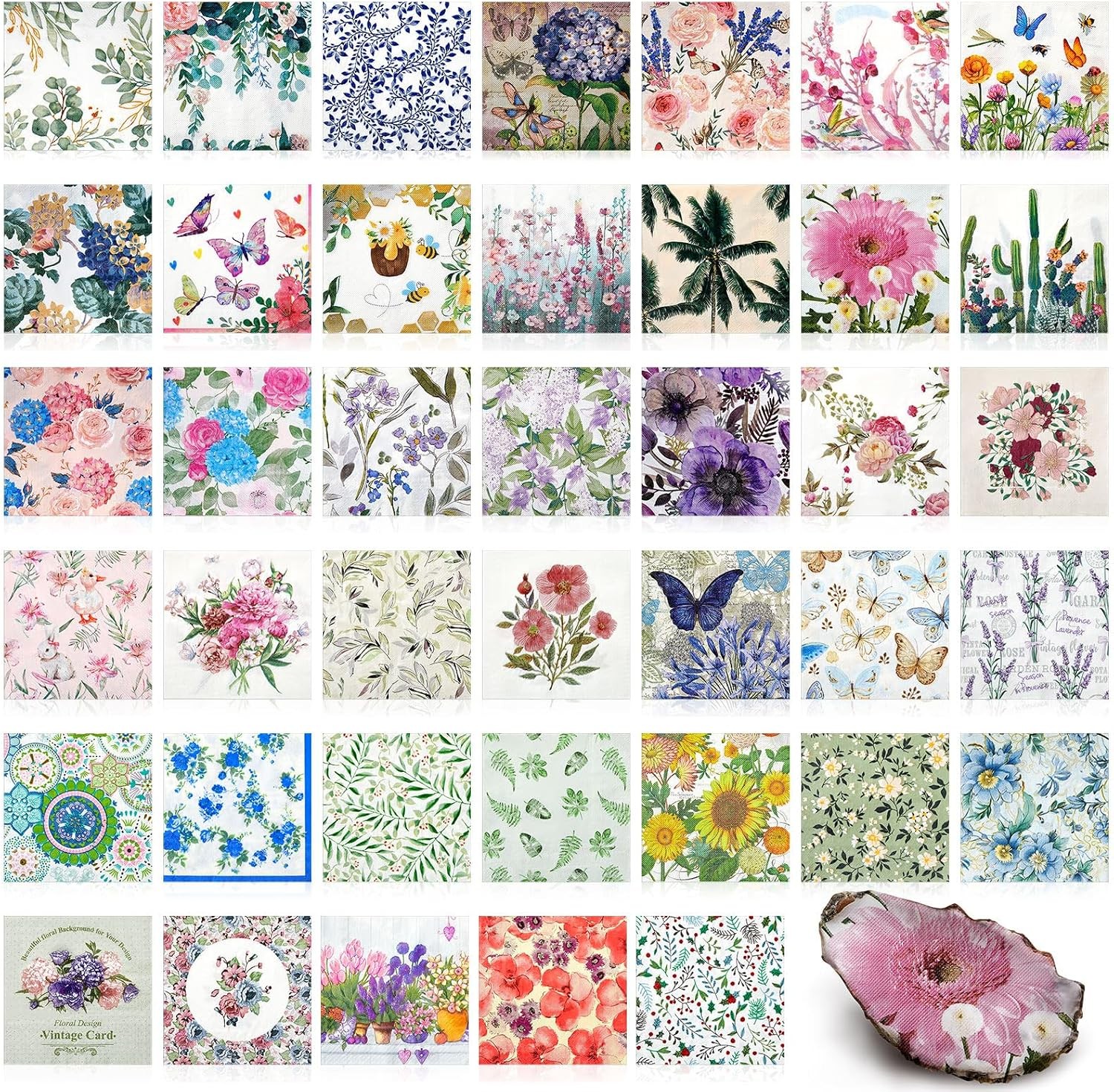 40 Pack Decoupage Napkins Assorted Floral Decorative Decoupage Napkins Cocktail 40 Pack Decoupage Napkins Assorted Floral Decorative Decoupage Napkins Cocktail