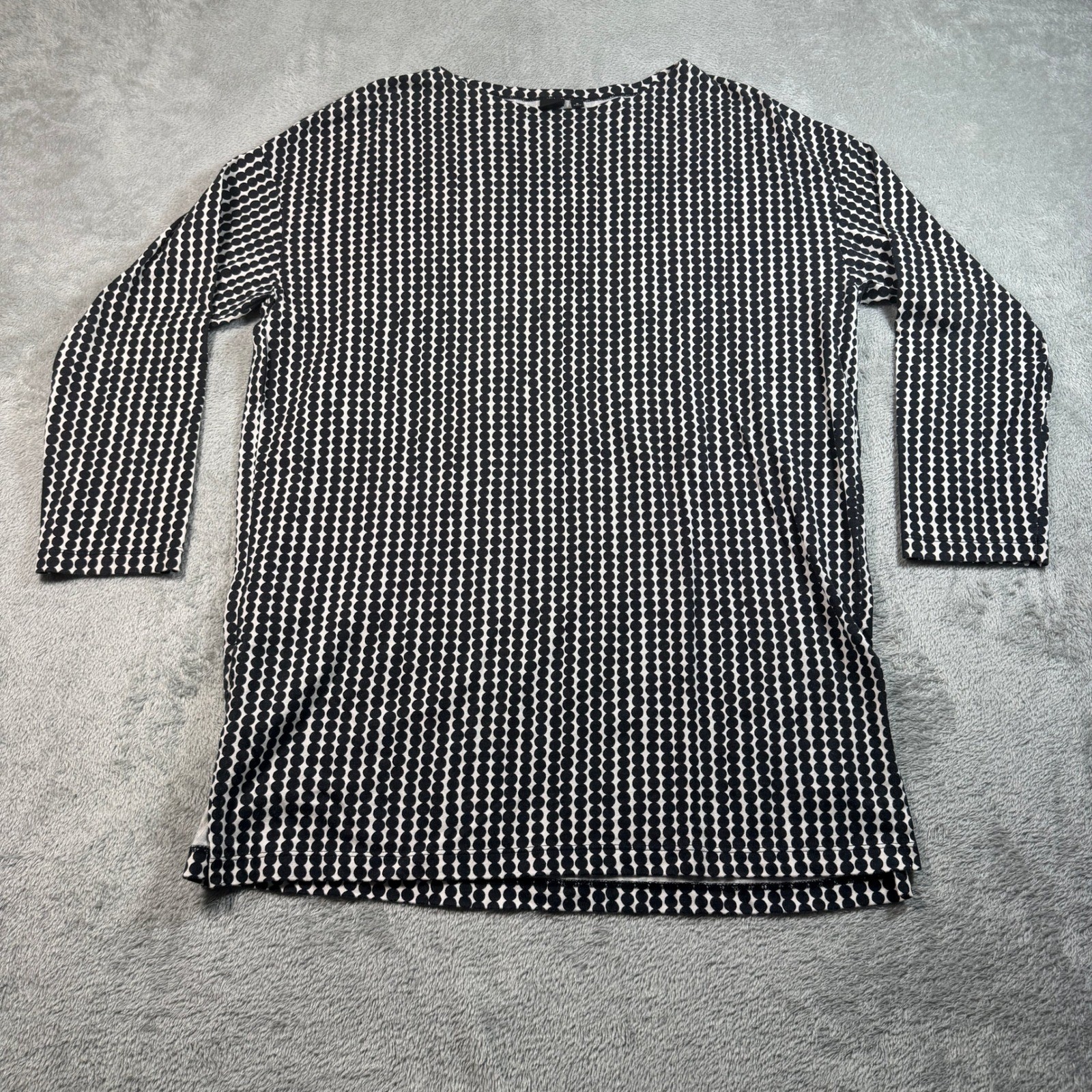 Marimekko x Uniqlo Pallo Tunic Women Medium Black Polka Dot Long Sleeve Cotton