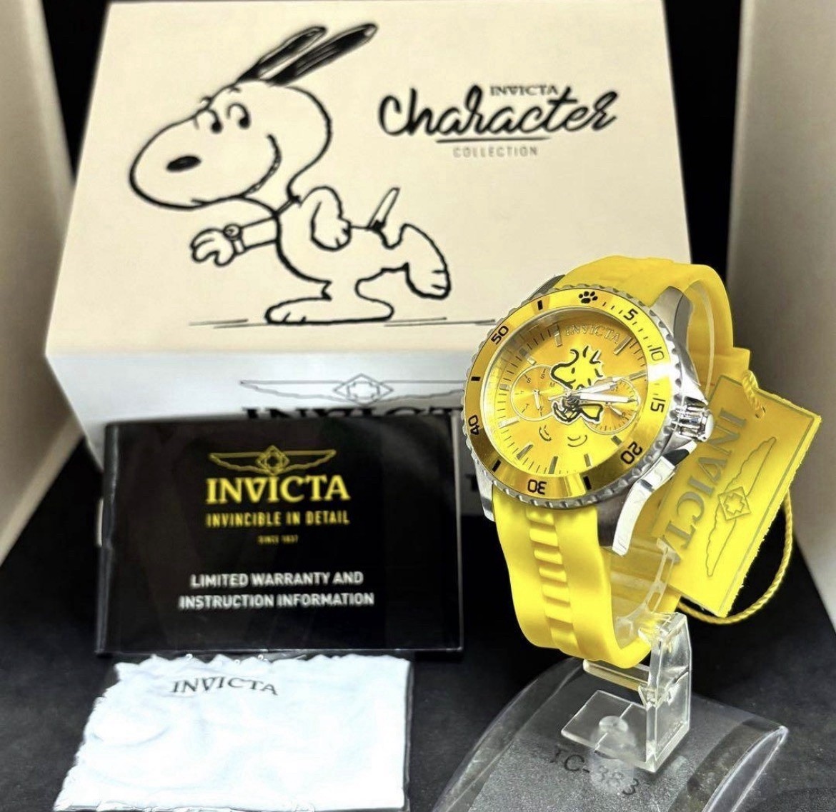 RARE Invicta Snoopy Woodstock Yellow Dial Womens Watch 40mm Quartz w/ Box