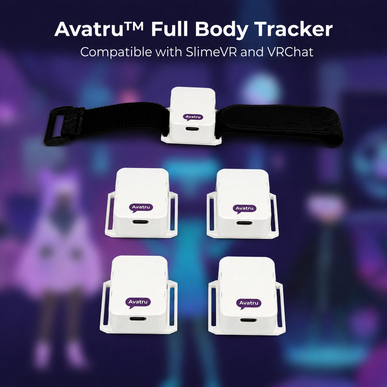 AVATRU SlimeVR Compatible Full-Body Trackers for VRChat SteamVR LSM6DSV w/Straps