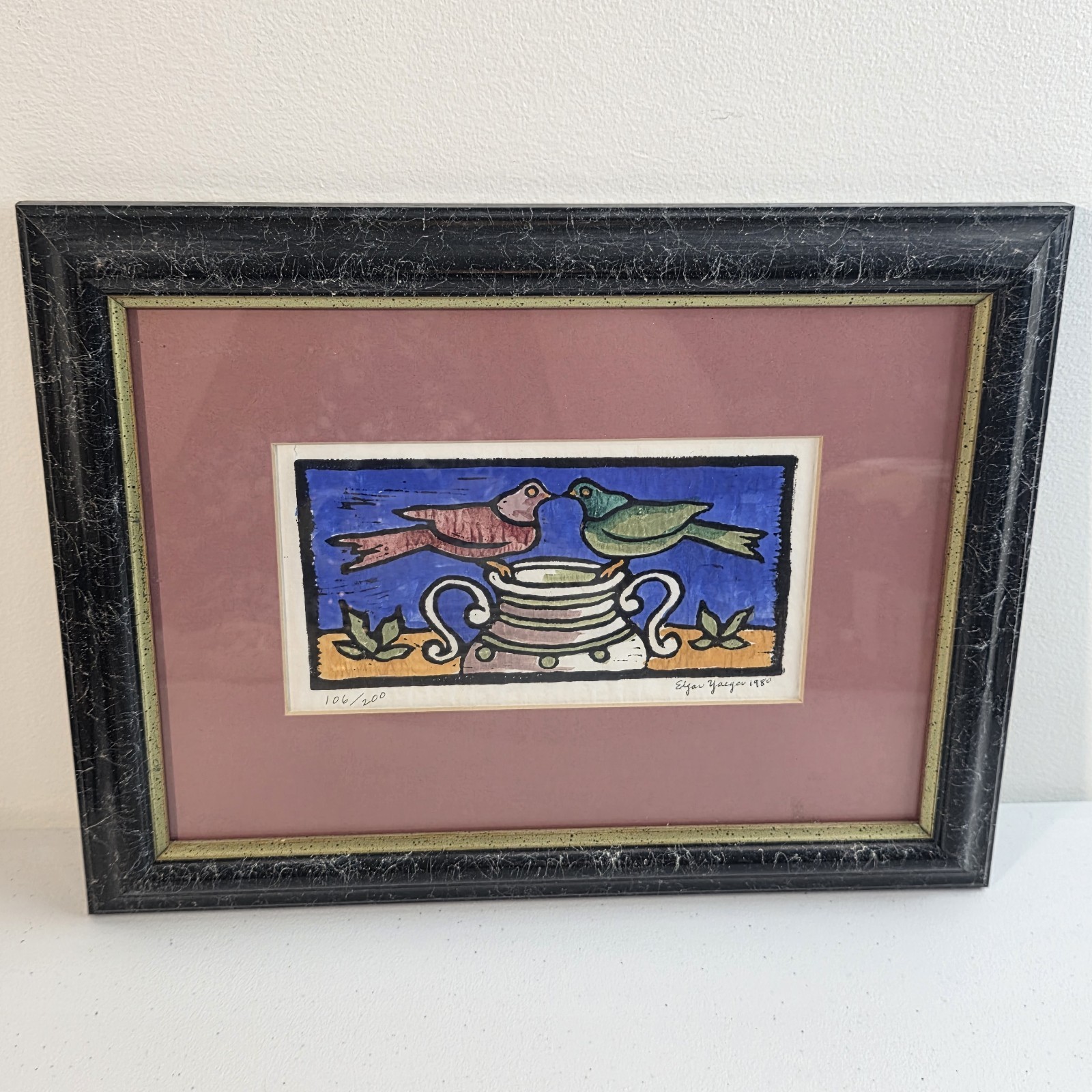 Limited Edition /200 Edgar Yaeger Lithograph 1980 Signed Framed Vintage Art 