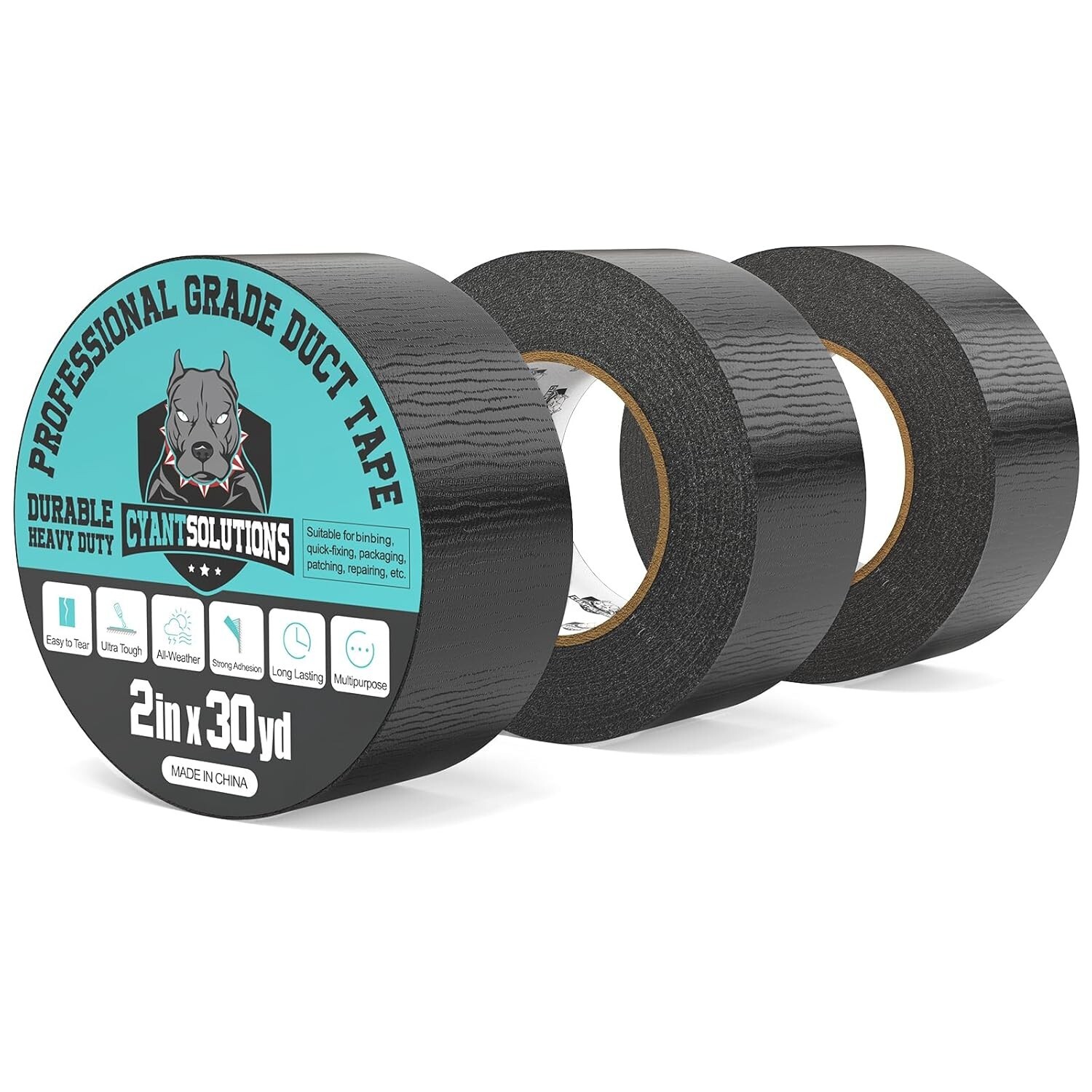 3x Black Duct Tapes, 2'' x 90 Yards Total, Window Door Wind and Water Isolation 3x Black Duct Tapes, 2'' x 90 Yards Total, Window Door Wind and Water Isolation