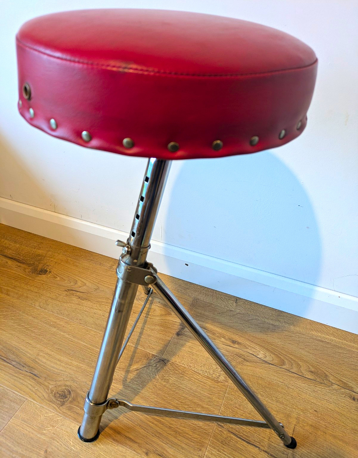 Vintage Premier 246 De Luxe Drum Throne Red Vinyl Chrome John Bonham Stool 70s