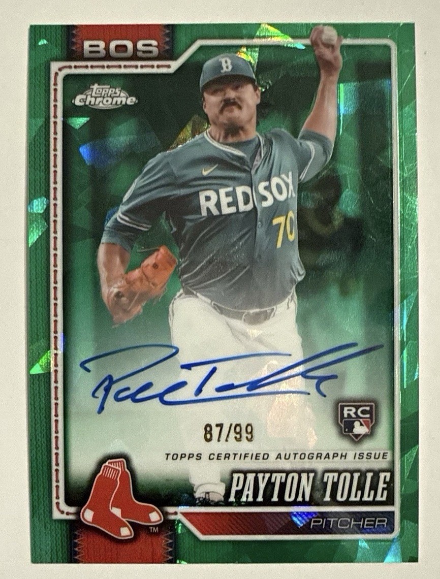 2026 Topps Chrome Sapphire Payton Tolle Rookie Auto Green Jersey Match /99 RC 2026 Topps Chrome Sapphire Payton Tolle Rookie Auto Green Jersey Match /99 RC
