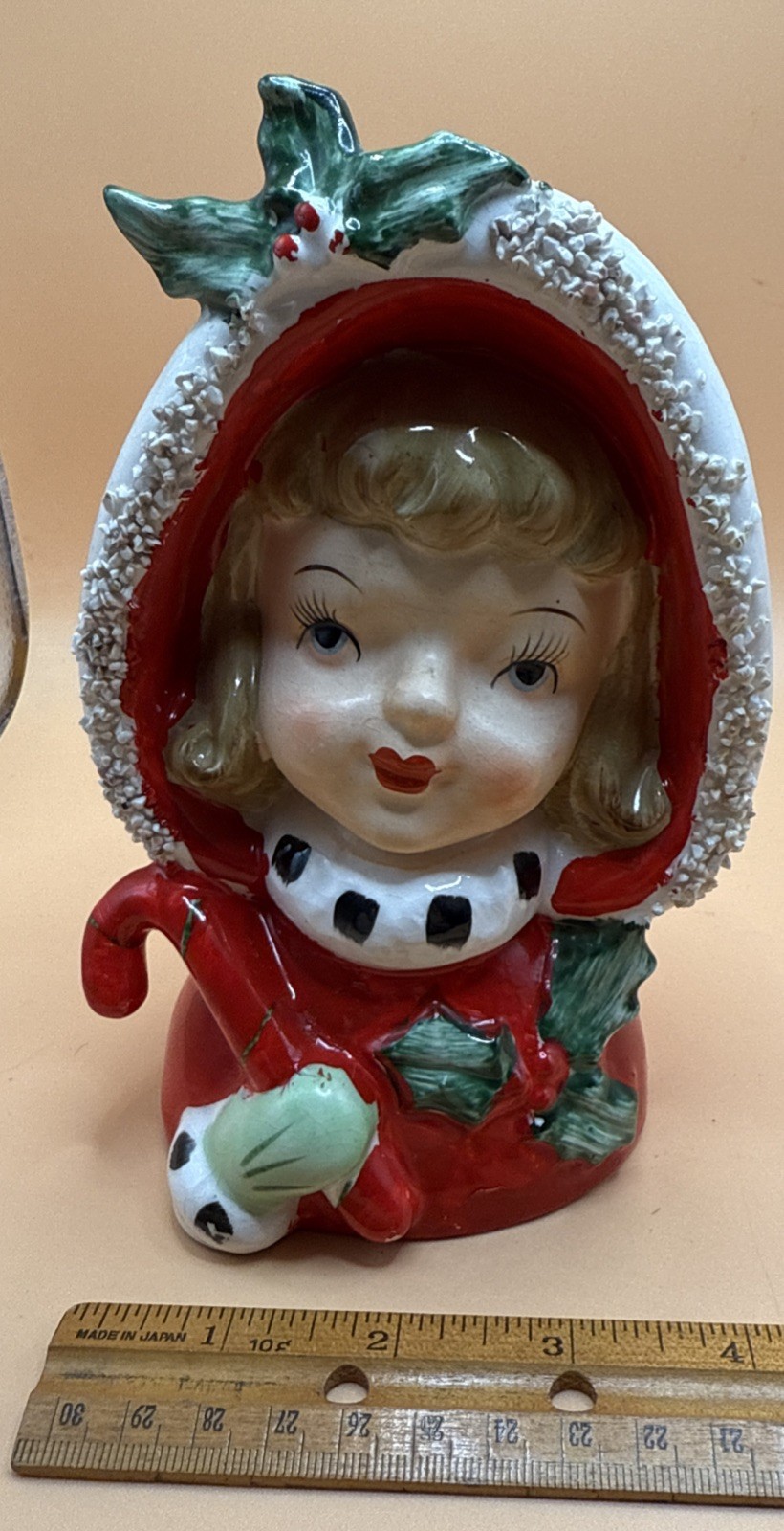 VINTAGE EHTF LEFTON\'S 1499 HOLIDAY / XMAS GIRL HEAD VASE HEADVASE MINT STAMPED VINTAGE EHTF LEFTON\'S 1499 HOLIDAY / XMAS GIRL HEAD VASE HEADVASE MINT STAMPED