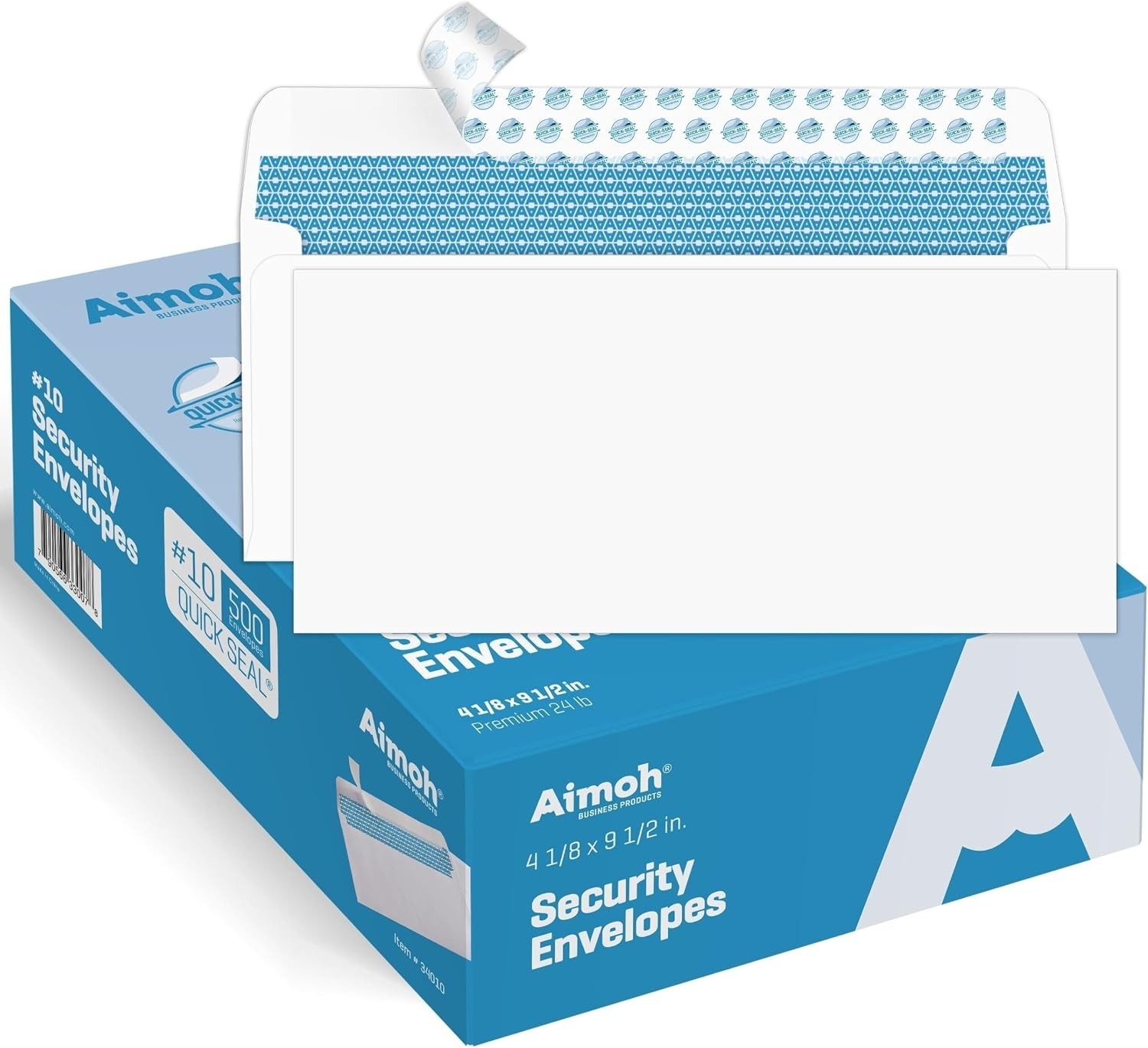 Aimoh 500#10 Security Self Seal Envelopes, Windowless, Premium Security Tint Pat