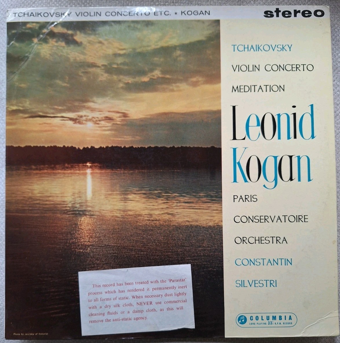 COLUMBIA SAX 2323 B/S ED1 TCHAIKOVSKY VIOLIN CTO MEDITATION LEONID KOGAN LP